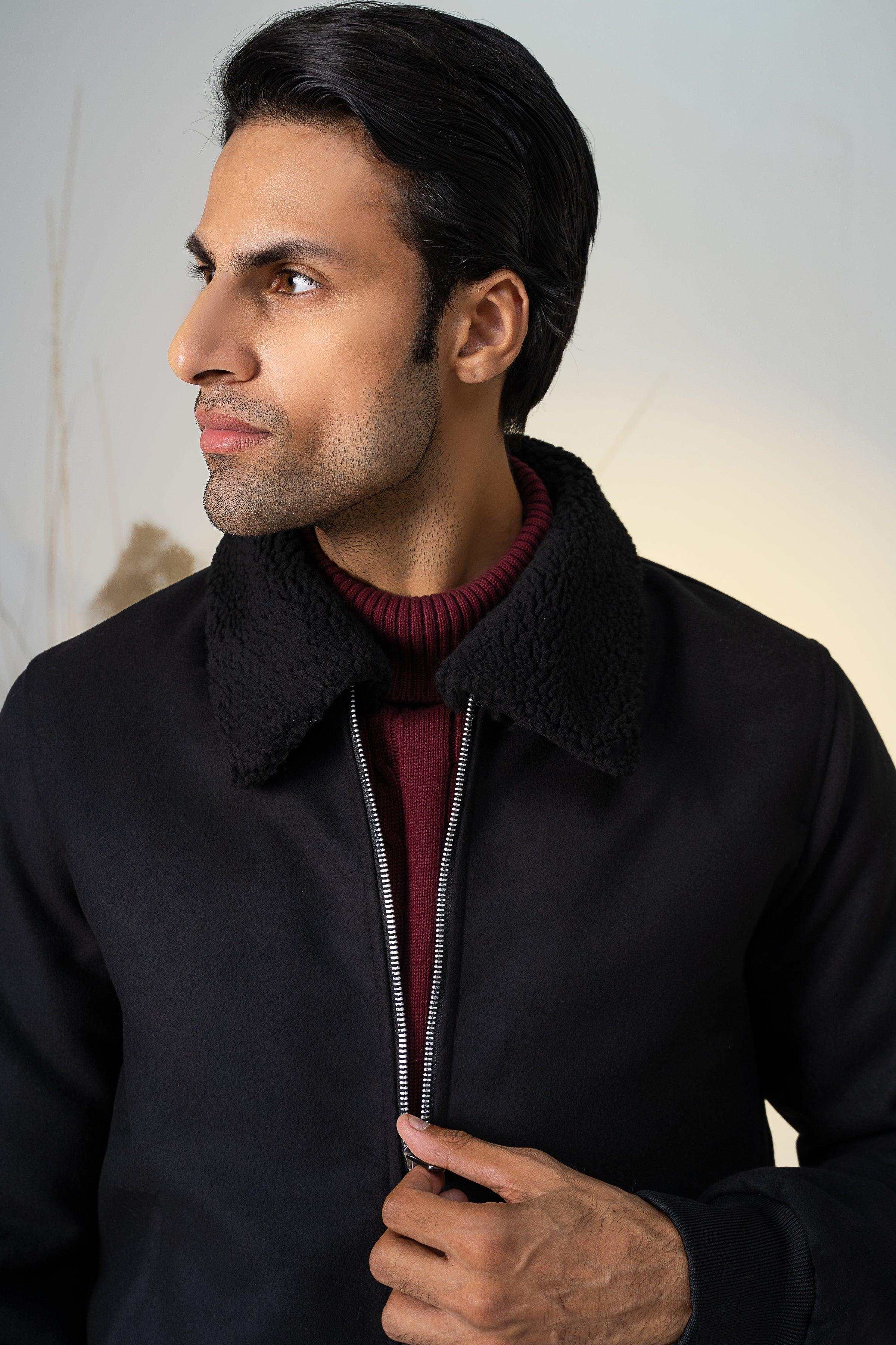 WOOL JACKET F/S BLACK at Charcoal Clothing