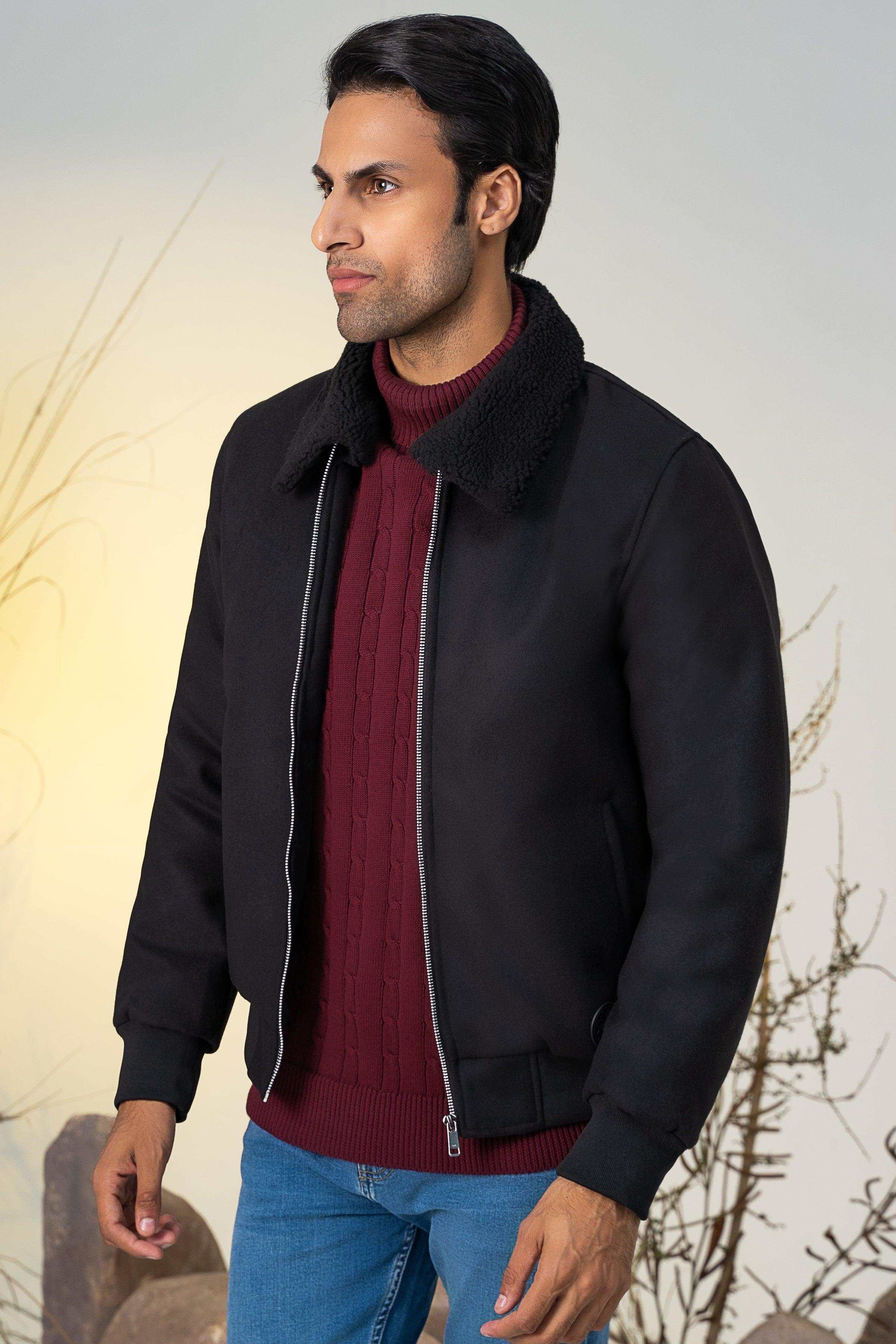 WOOL JACKET F/S BLACK at Charcoal Clothing