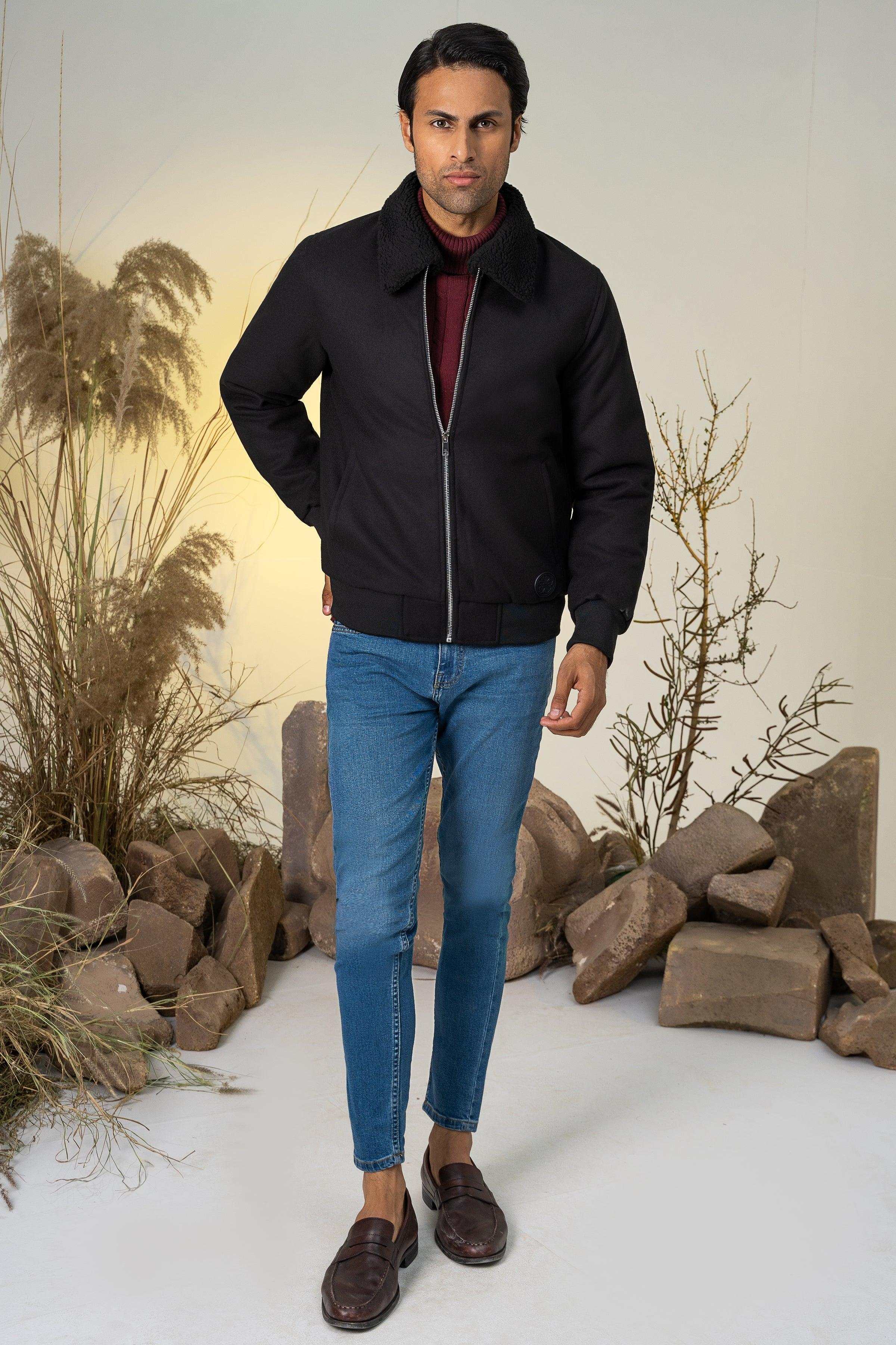 WOOL JACKET F/S BLACK at Charcoal Clothing