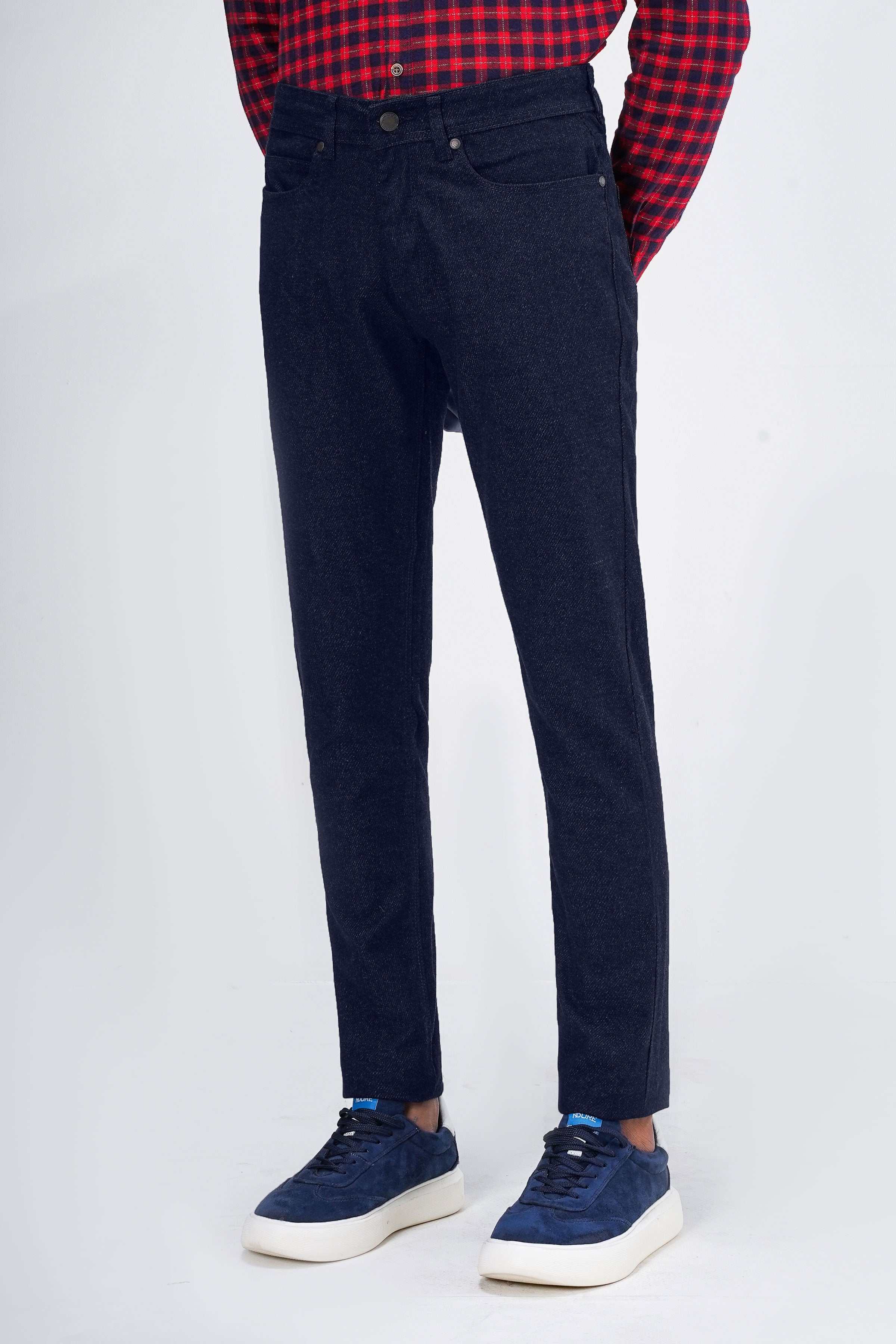 WOOLEN 5-POCKET PANT NAVY BLUE at Charcoal Clothing