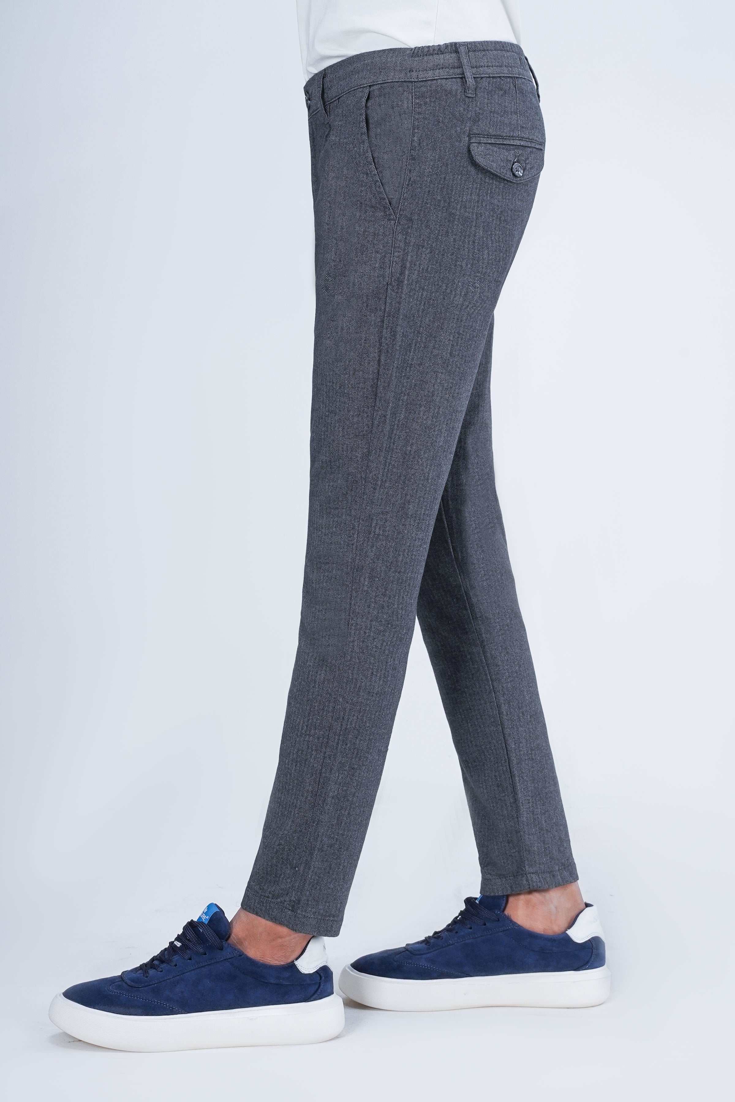 WOOLEN JOGGER WAIST TROUSER GREY BLACK at Charcoal Clothing