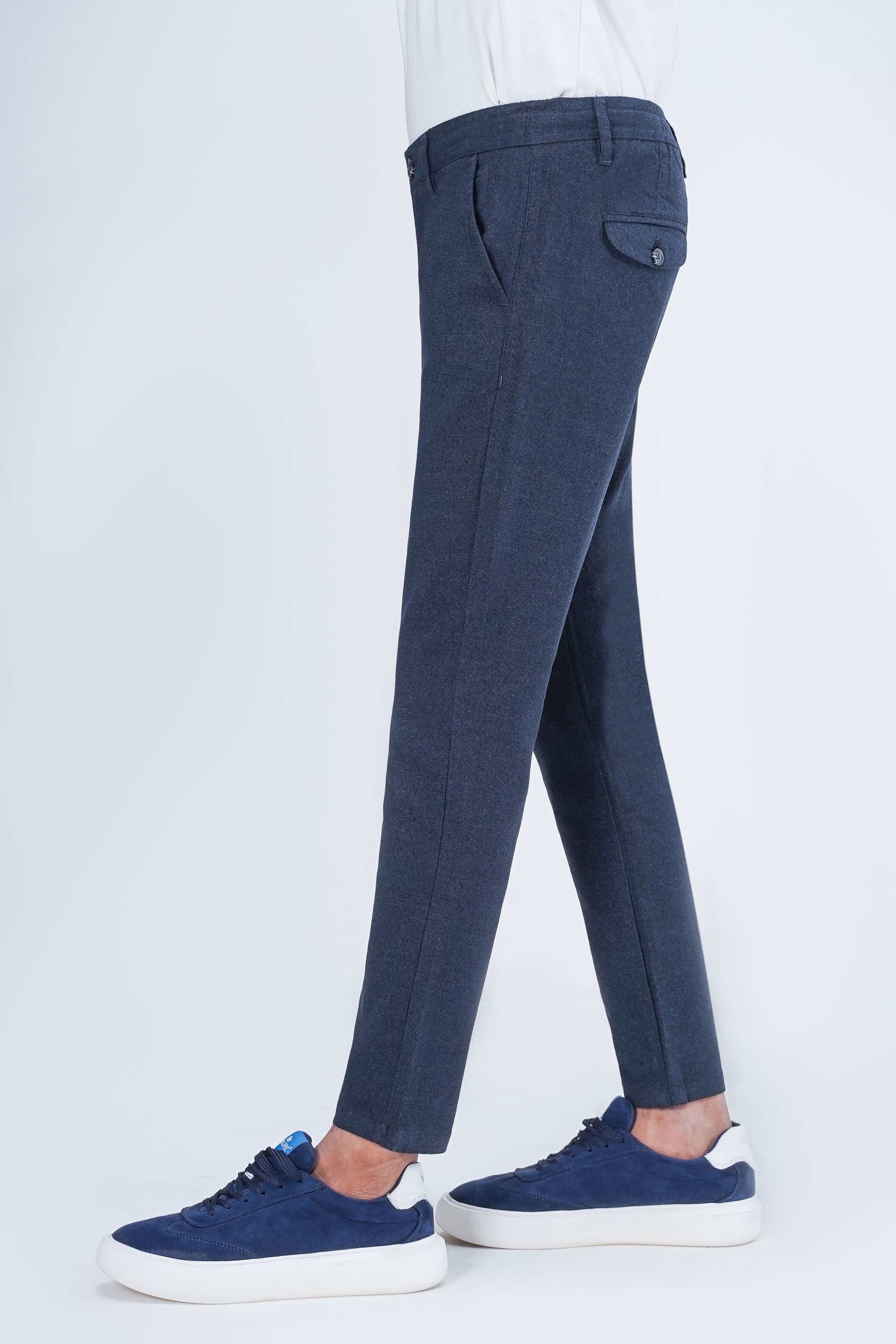 WOOLEN JOGGER WAIST TROUSER NAVY at Charcoal Clothing