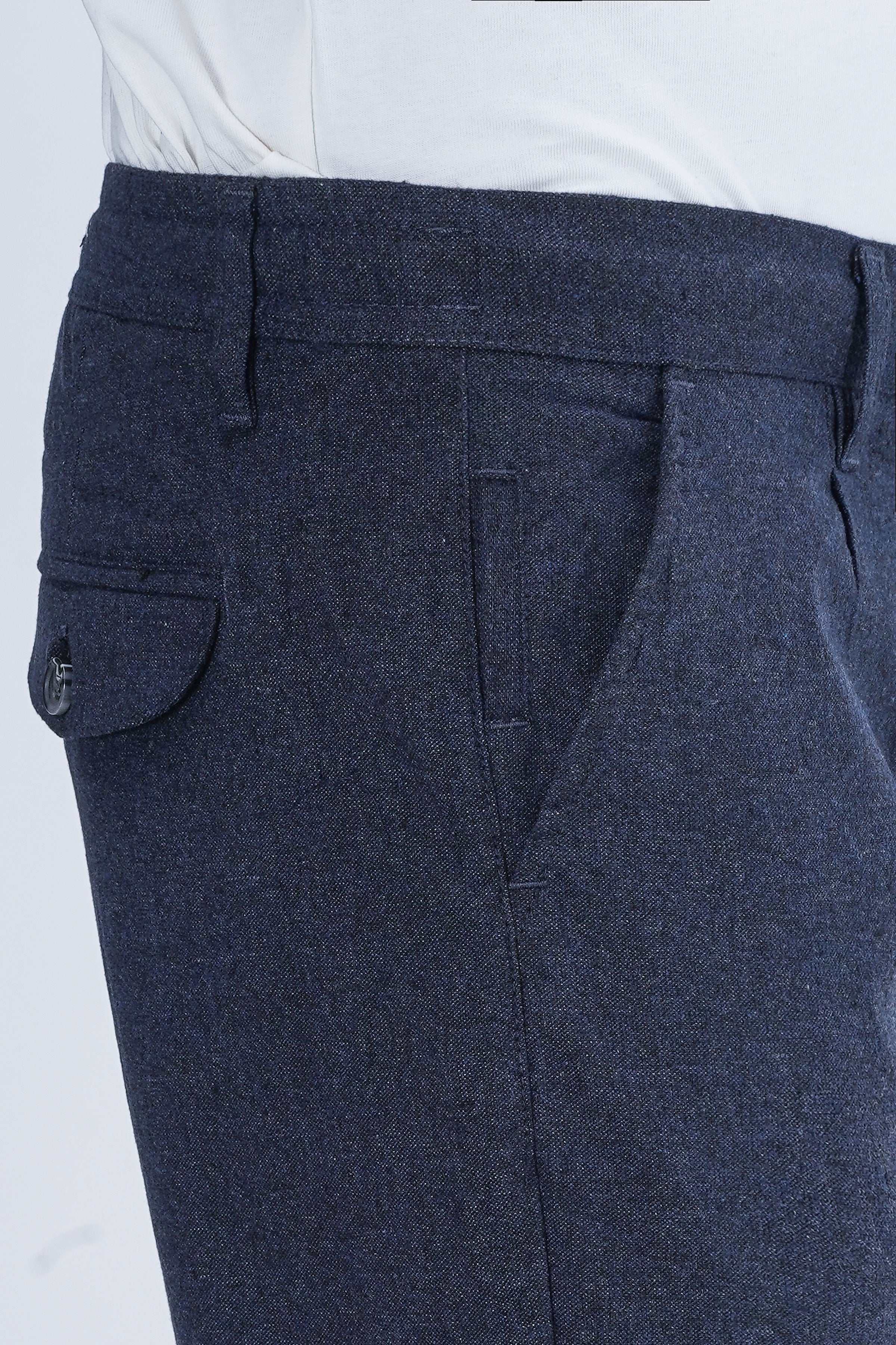 WOOLEN JOGGER WAIST TROUSER NAVY at Charcoal Clothing