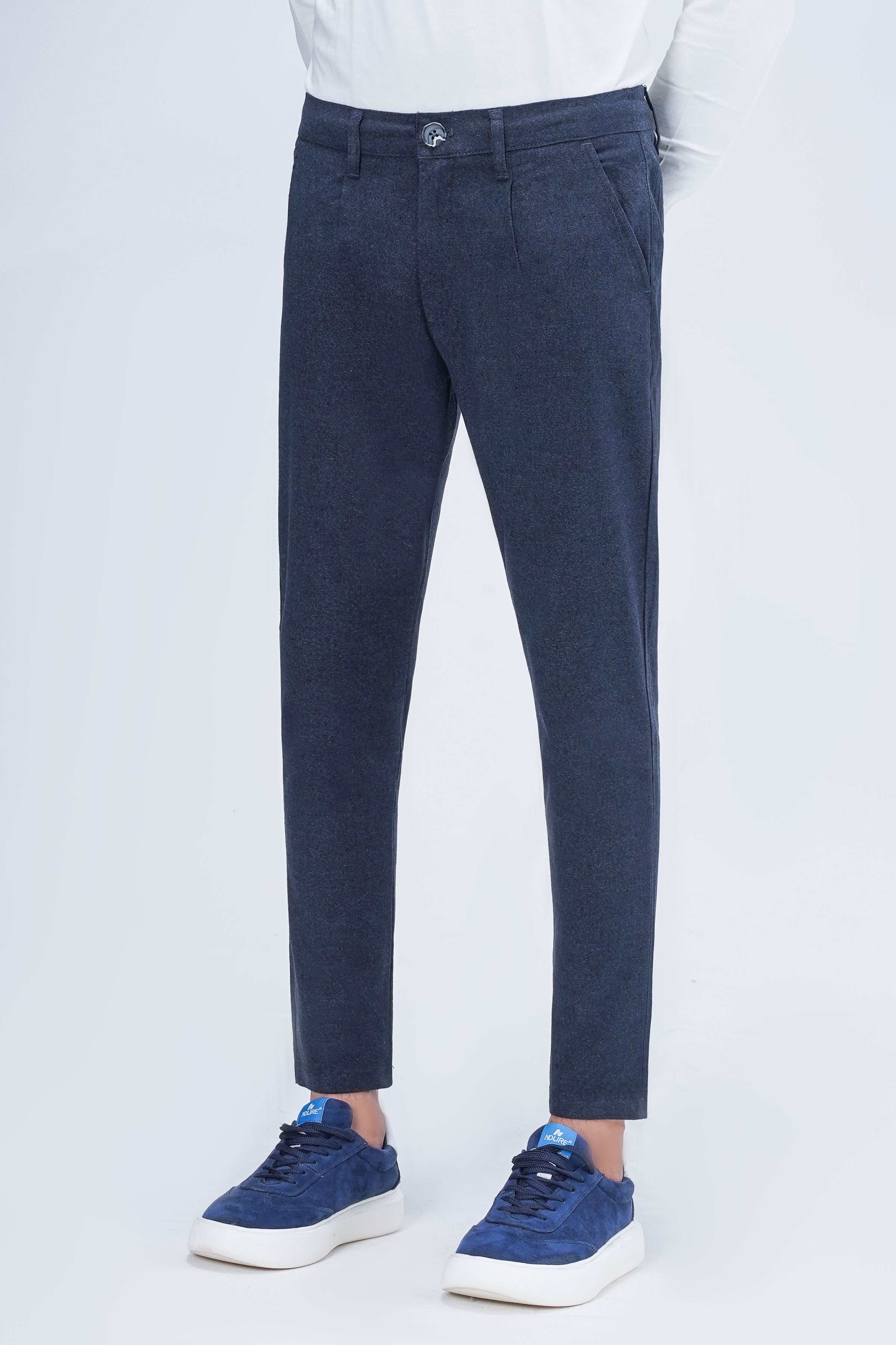 WOOLEN JOGGER WAIST TROUSER NAVY at Charcoal Clothing