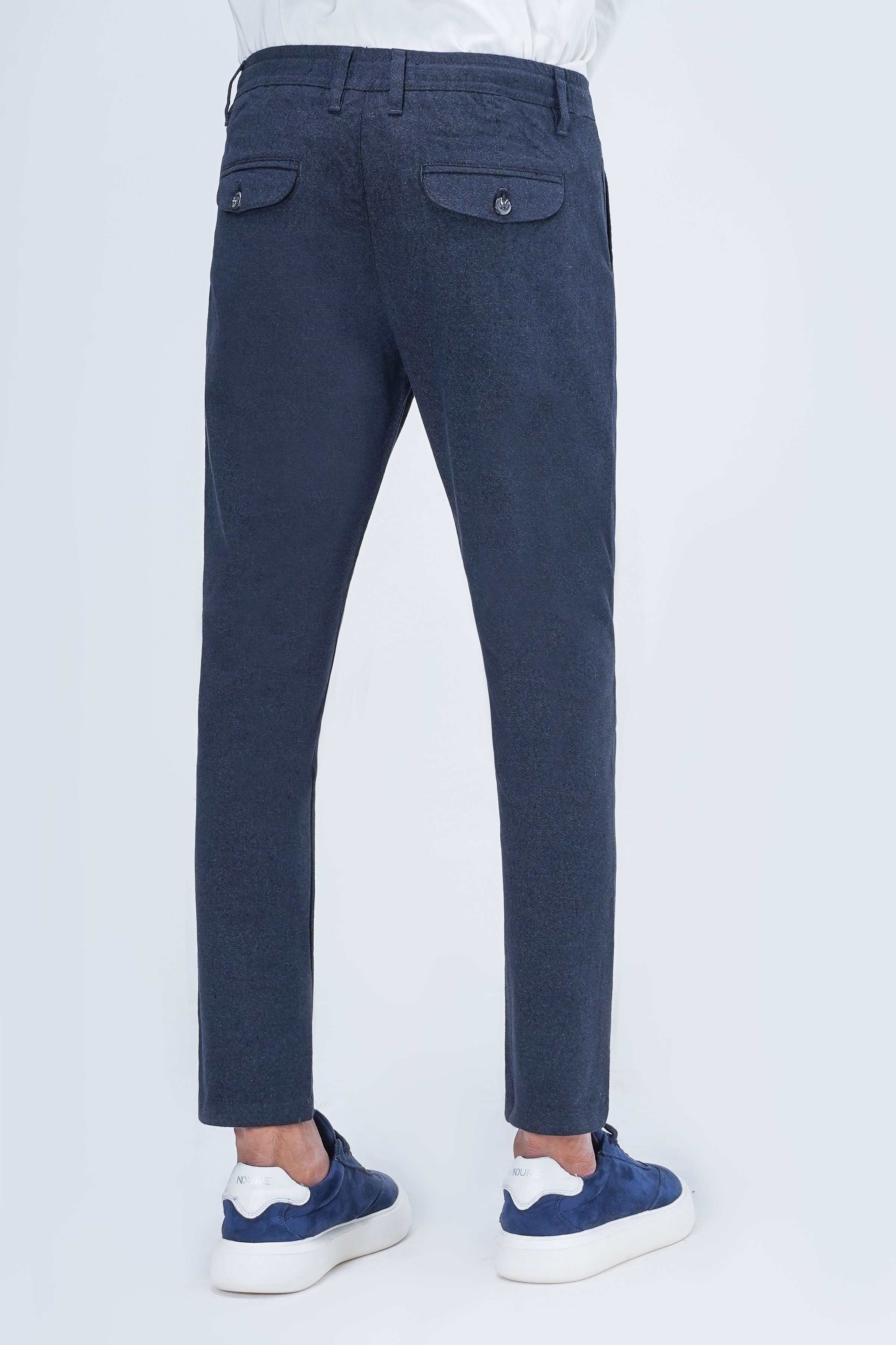 WOOLEN JOGGER WAIST TROUSER NAVY at Charcoal Clothing