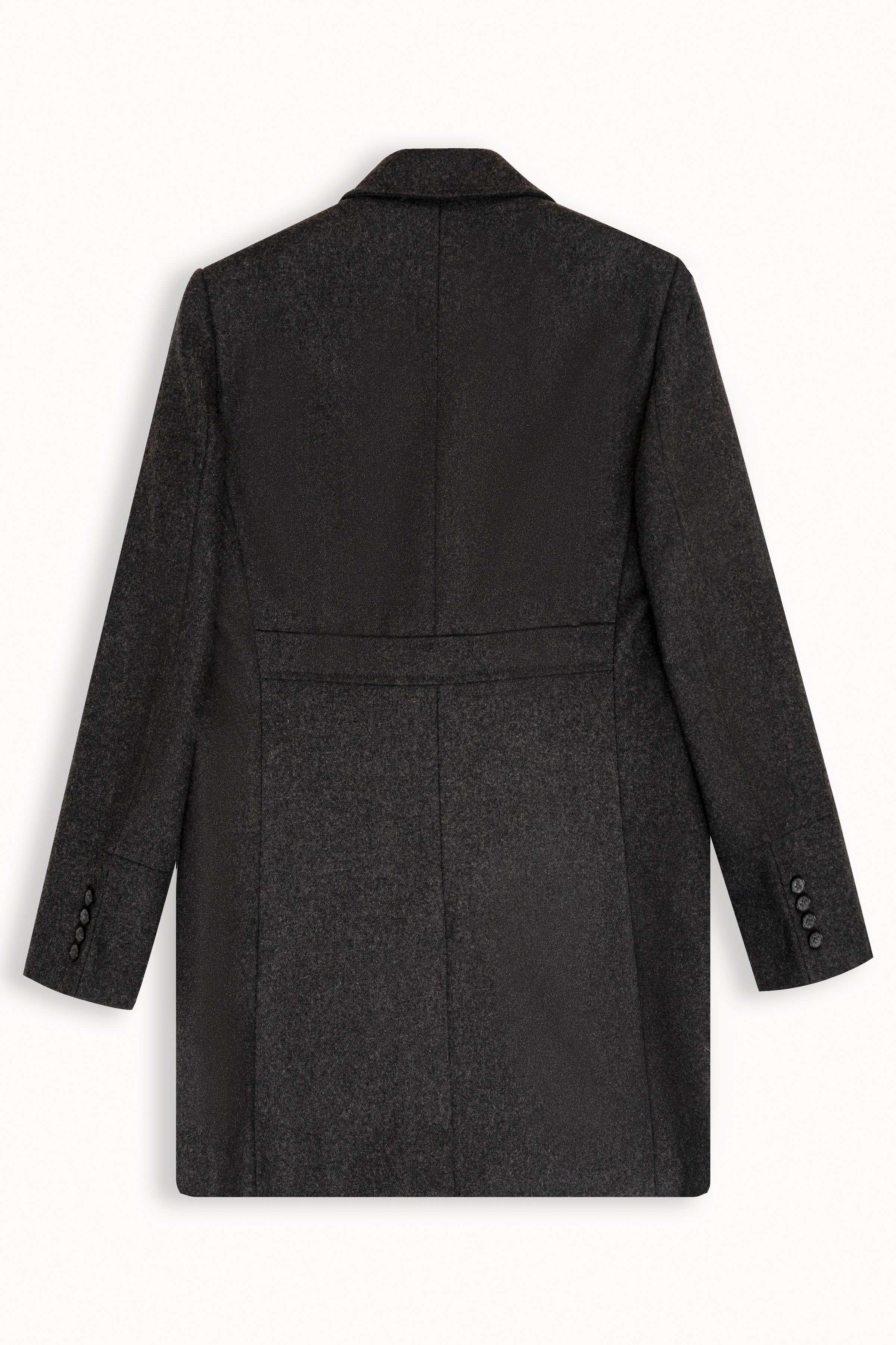 WOOLEN LONG COAT DOUBLE BREASTED CHARCOAL GREY at Charcoal Clothing