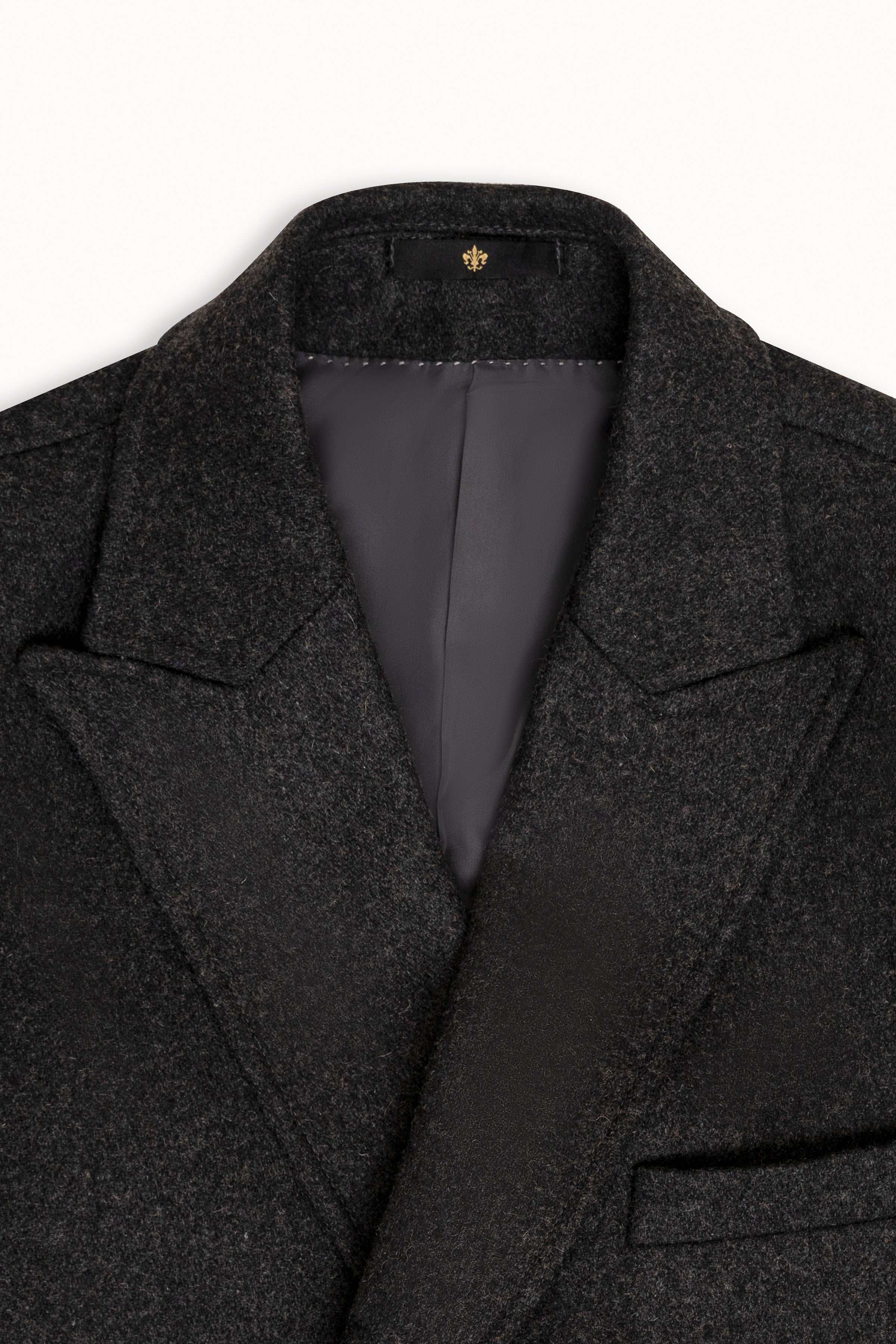 WOOLEN LONG COAT DOUBLE BREASTED CHARCOAL GREY at Charcoal Clothing