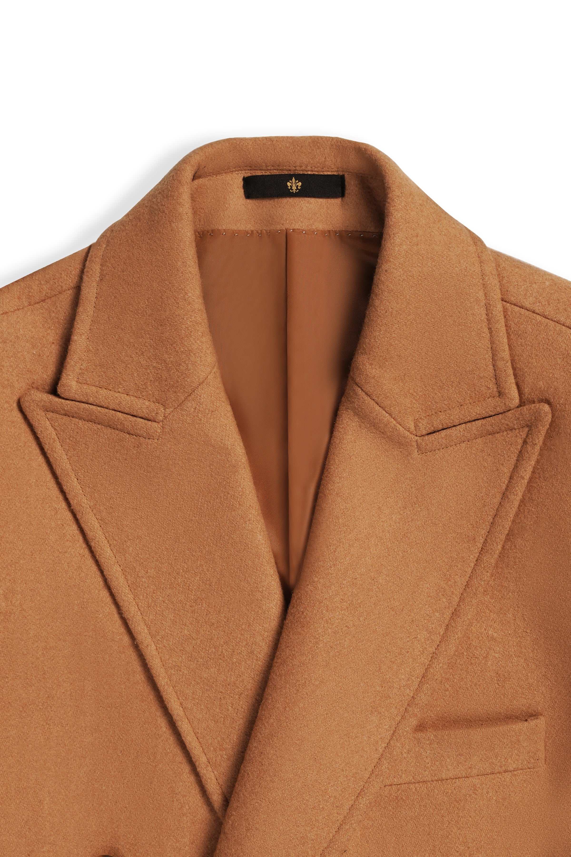 WOOLEN LONG COAT DOUBLE BREASTED MUSTARD at Charcoal Clothing