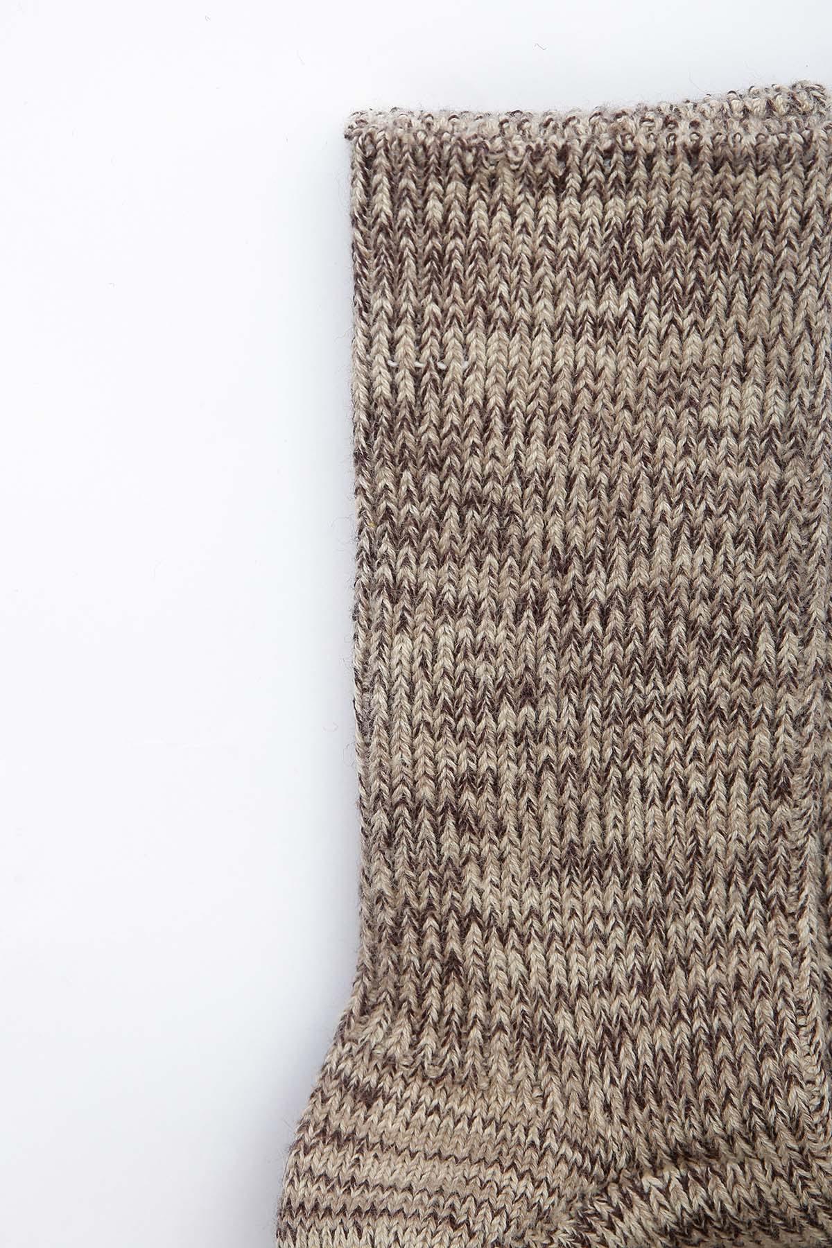 Charcoal heather wool crew sock knit texture detail