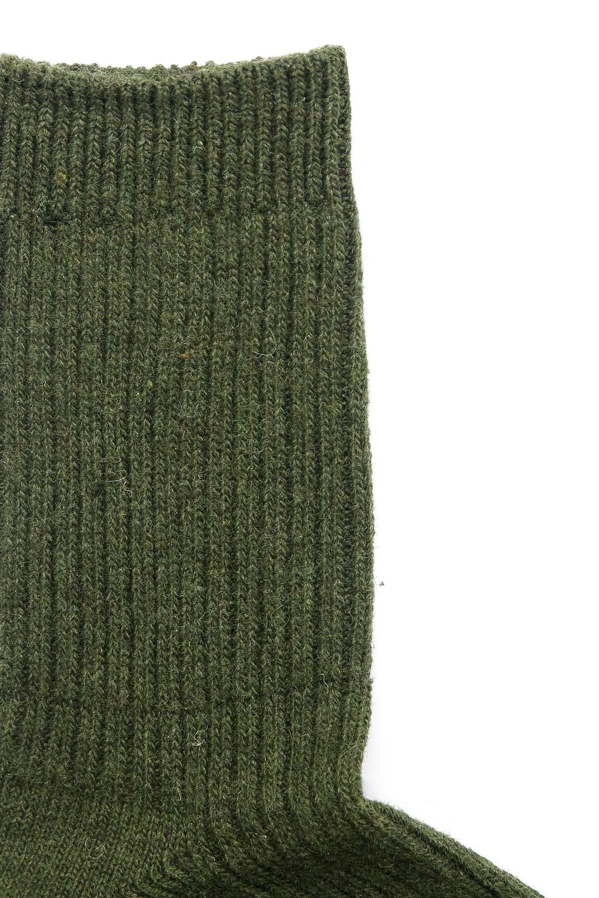 Ribbed woolen sock with textured knit leg