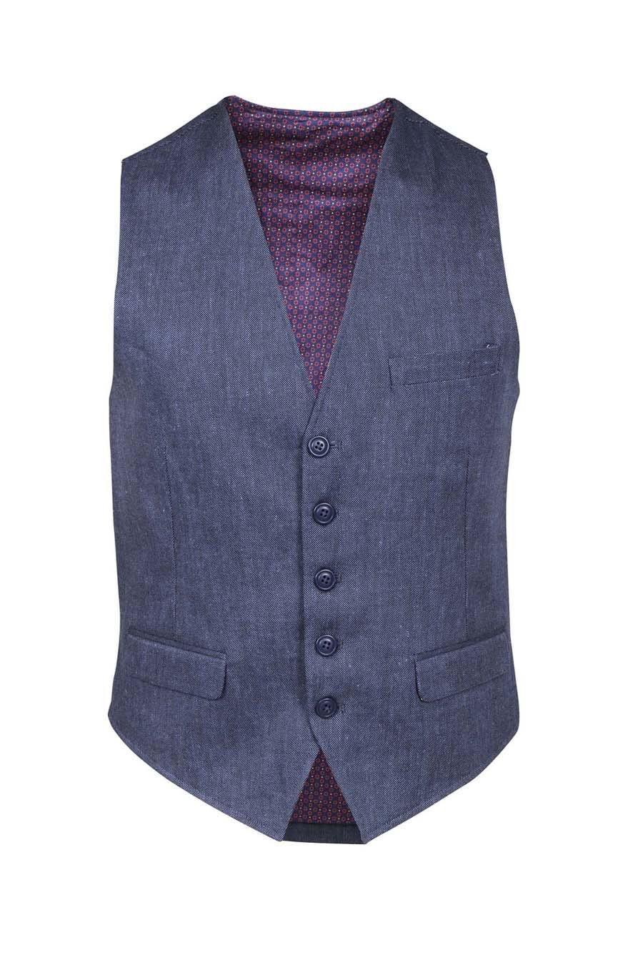 Waistcoat V Neck Blue Black at Charcoal Clothing