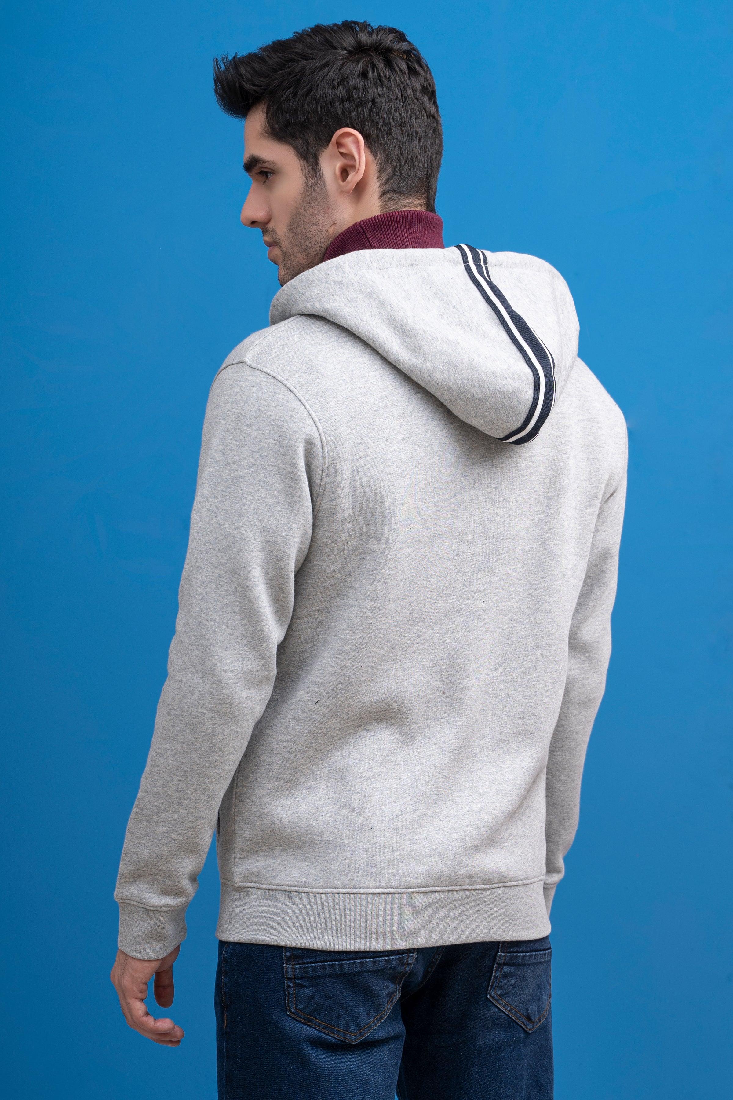 ZIPPER HOODIE FULL SLEEVE GREY HEATHER at Charcoal Clothing
