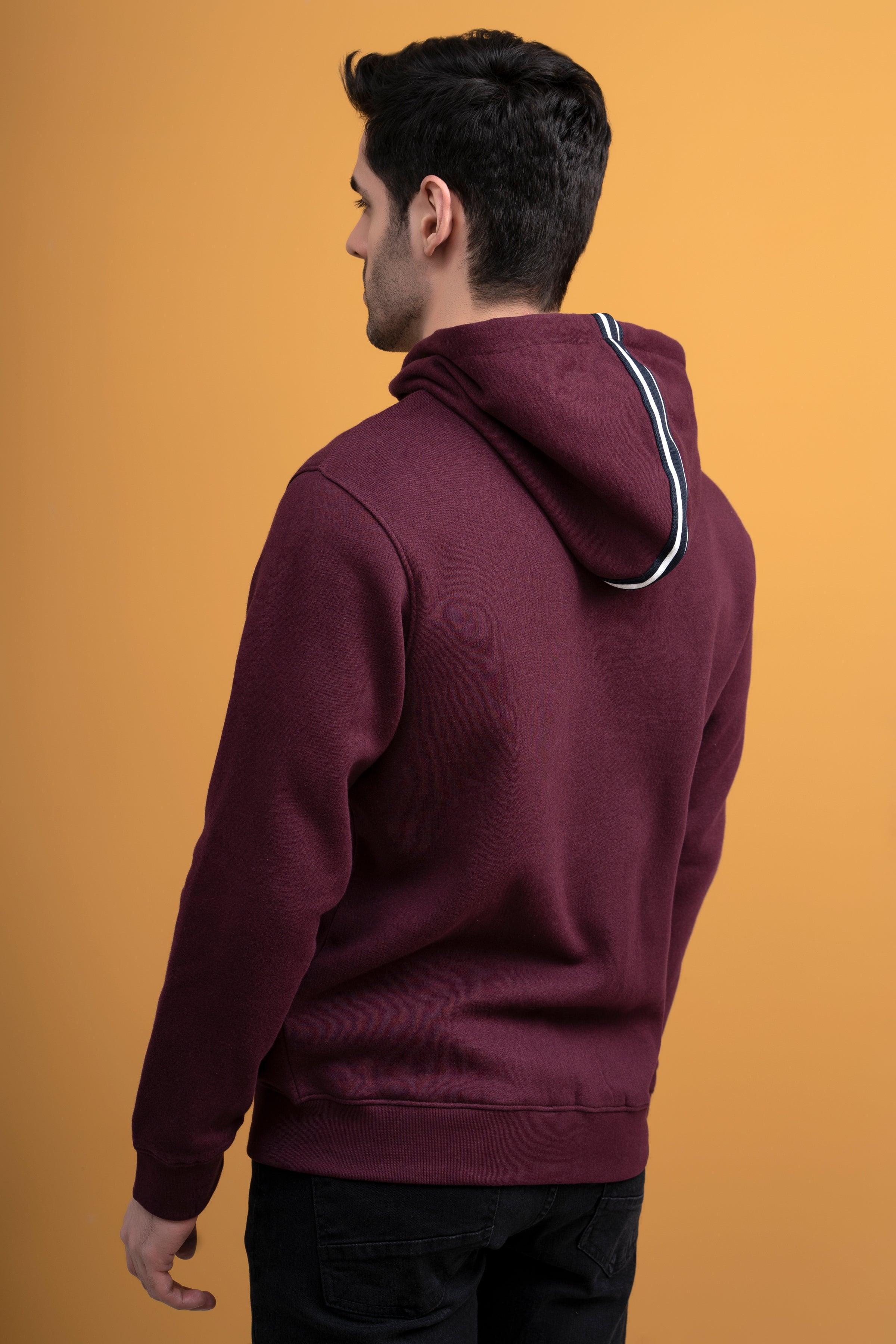 ZIPPER HOODIE FULL SLEEVE MAROON at Charcoal Clothing
