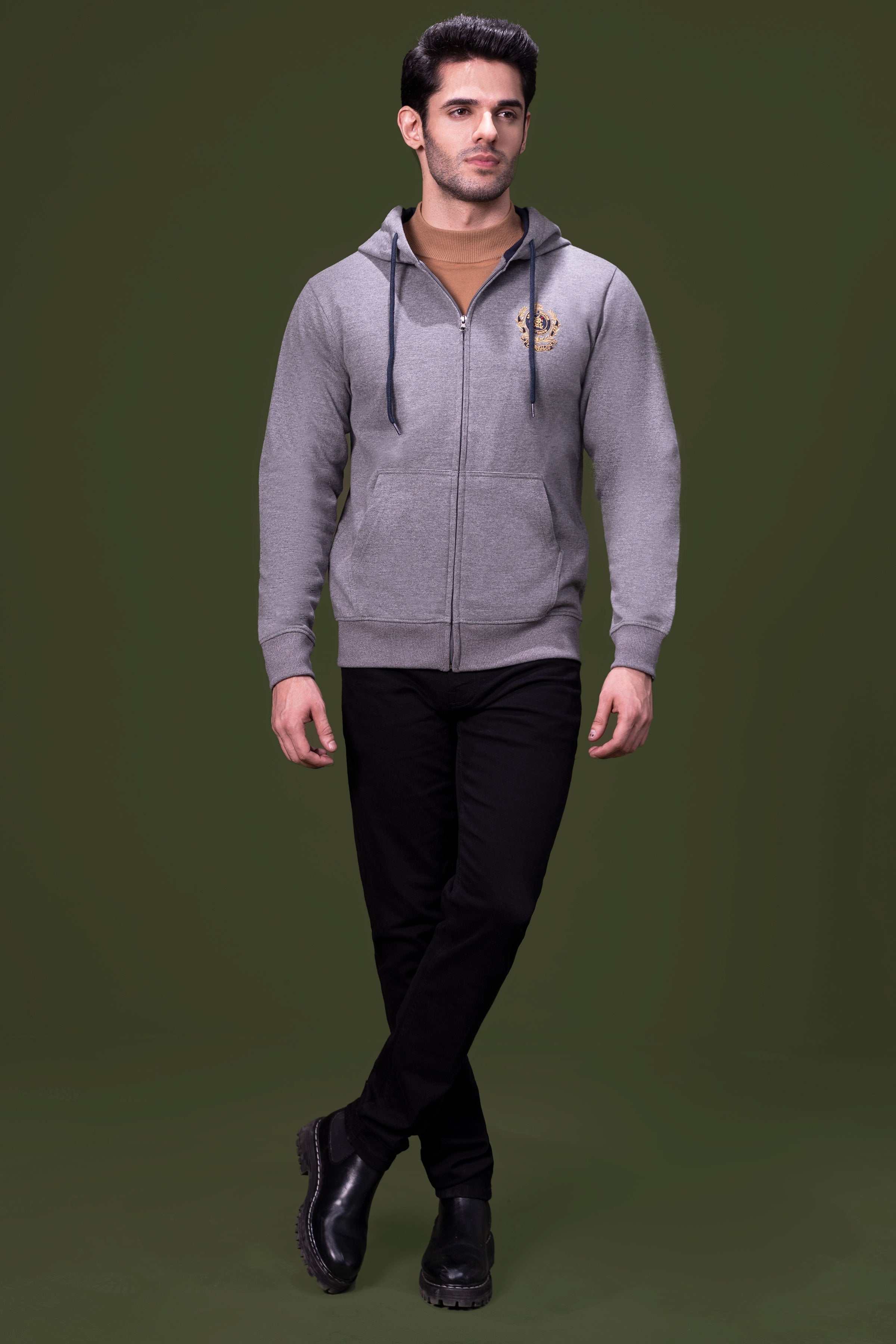ZIPPER HOODIES GREY at Charcoal Clothing