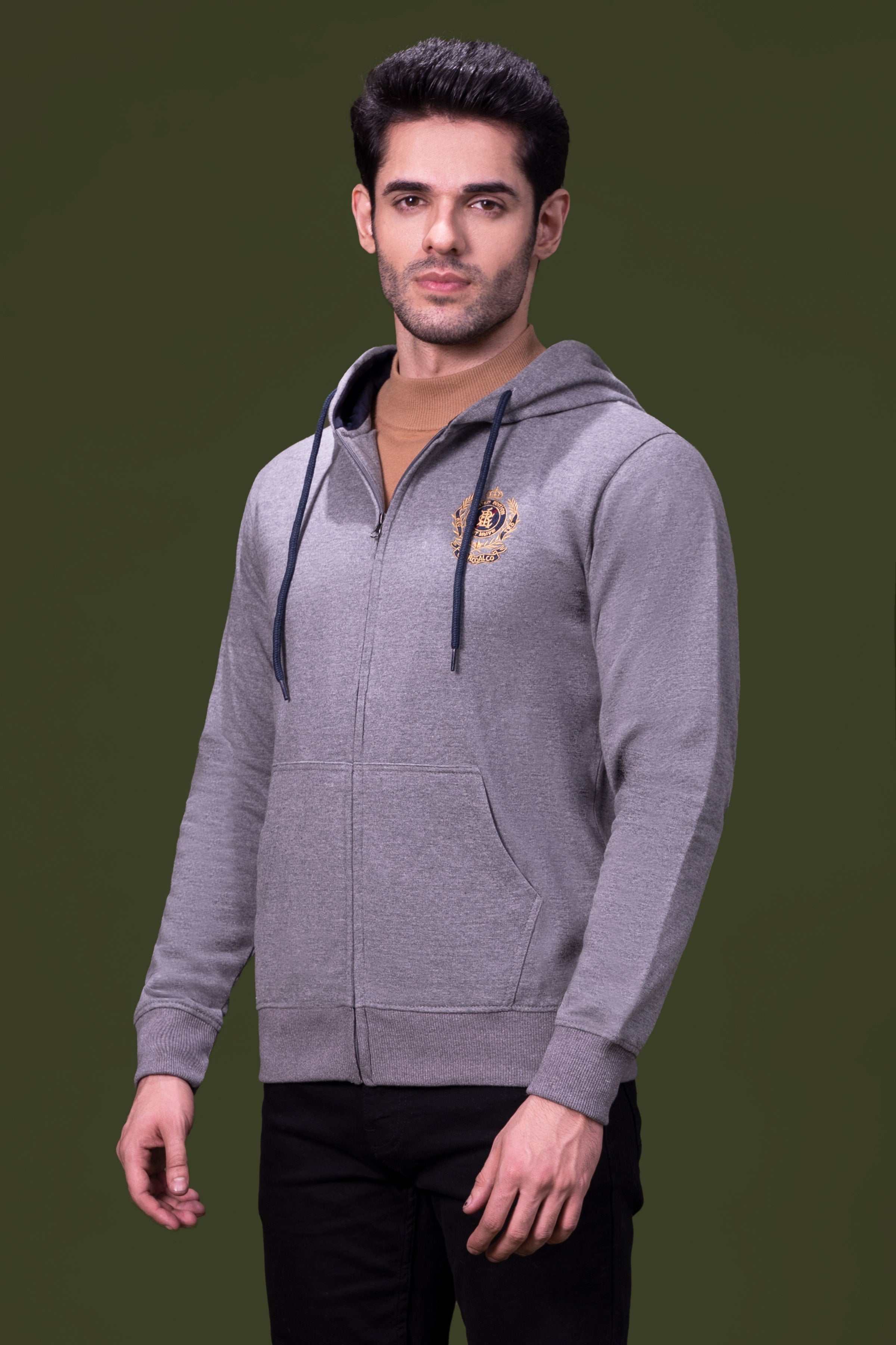 ZIPPER HOODIES GREY at Charcoal Clothing