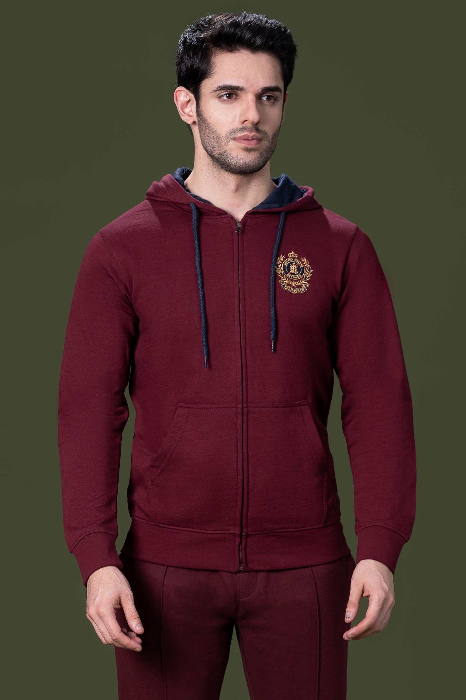 ZIPPER HOODIES MAROON at Charcoal Clothing