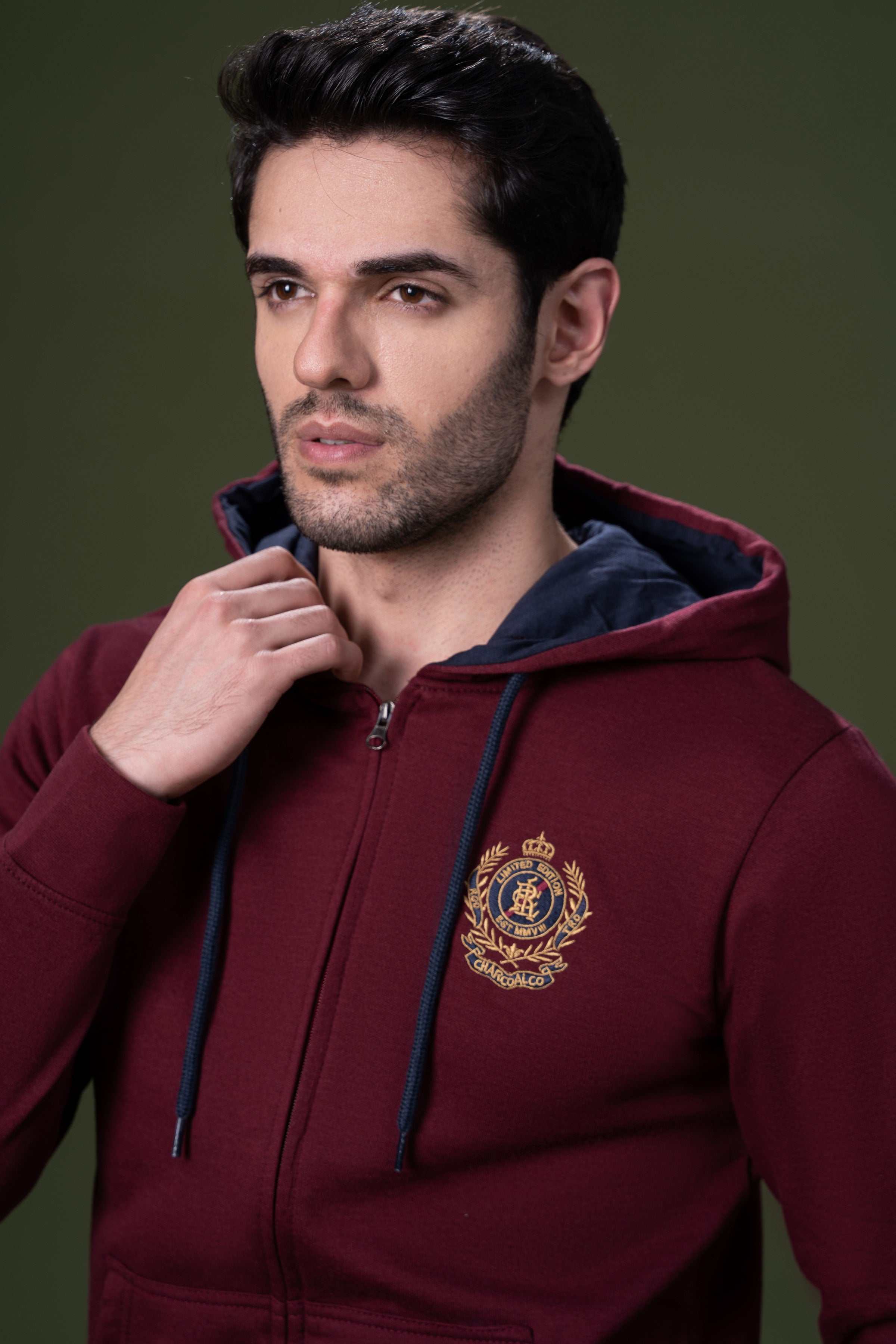ZIPPER HOODIES MAROON at Charcoal Clothing