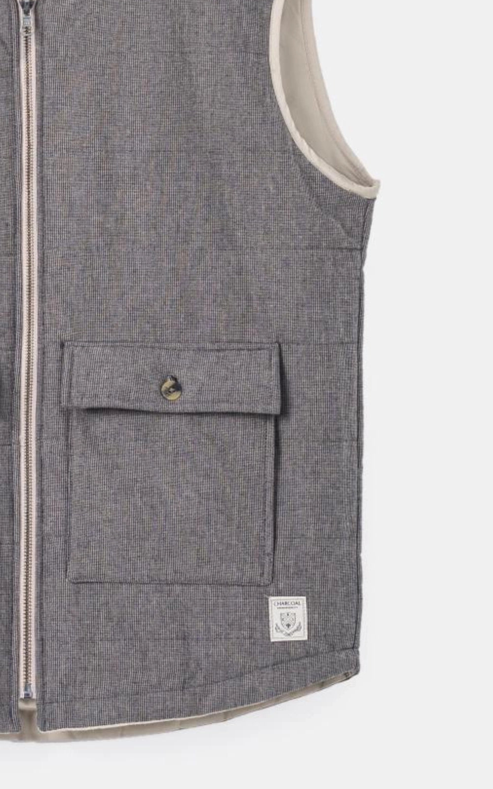 SLIM FIT SLEEVELESS REVERSIBLE QUILTED JACKET KHAKI