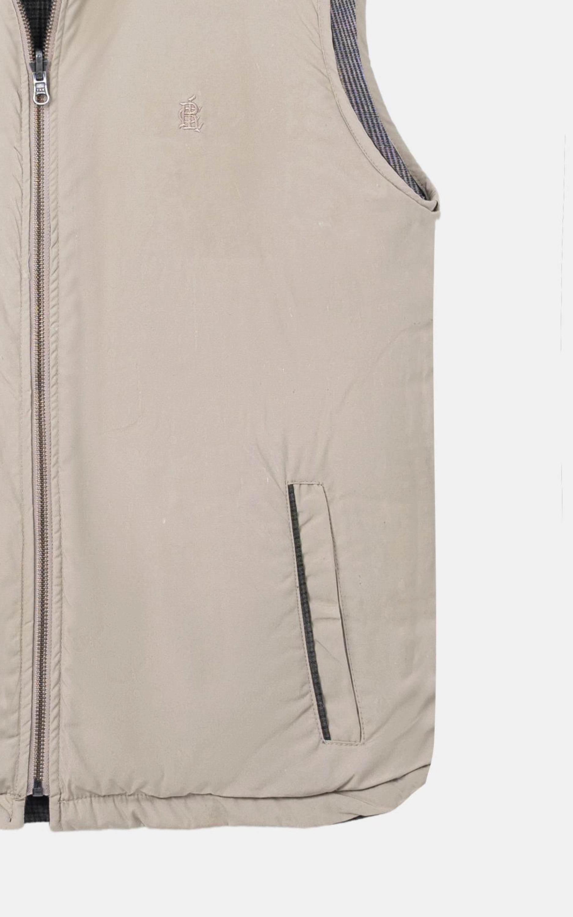 SLIM FIT SLEEVELESS REVERSIBLE QUILTED JACKET KHAKI