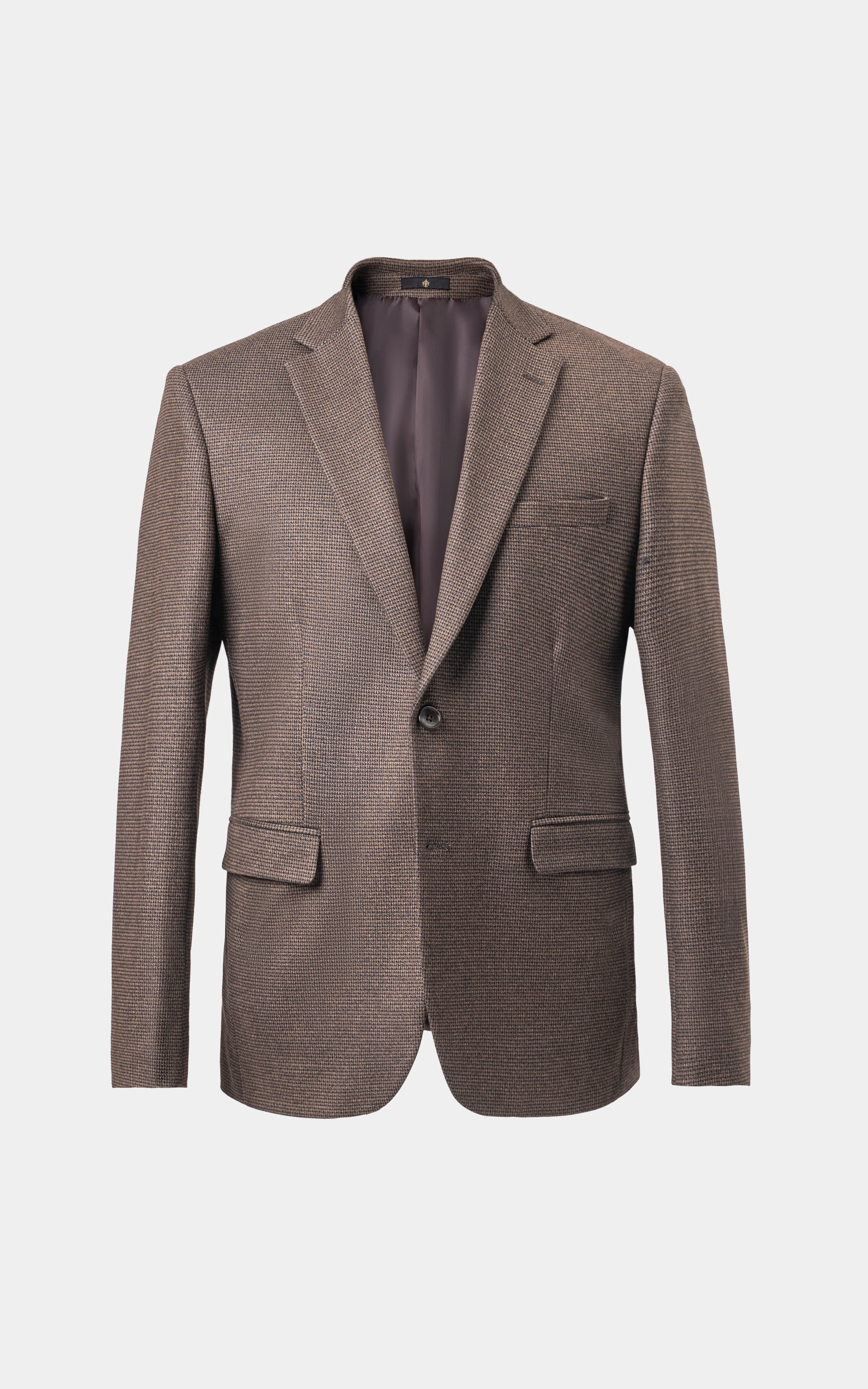 Houndstooth Casual Coat Brown