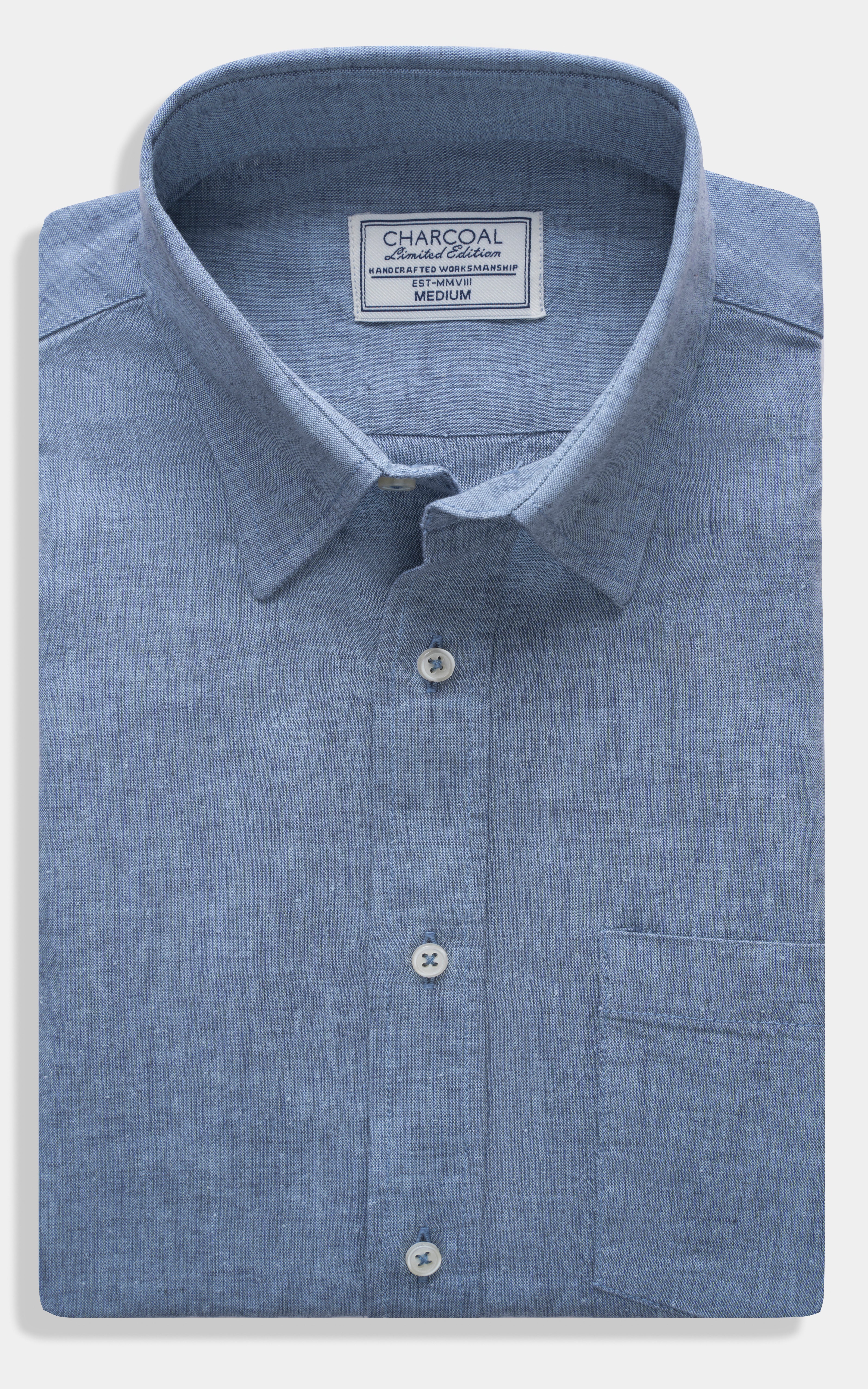 SMART FIT LINEN LIMITED EDITION SHIRT BLUE MELANGE