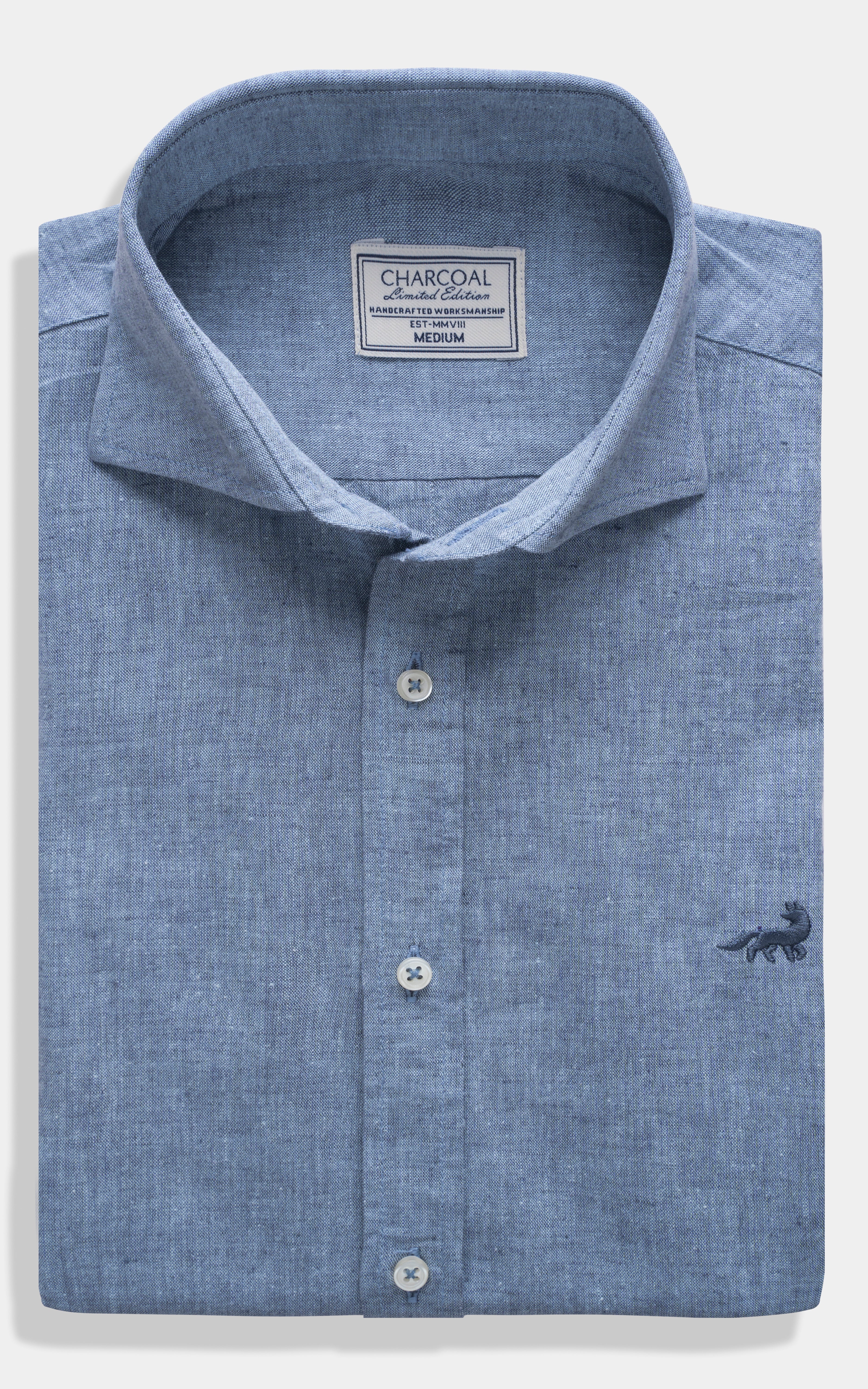 SMART FIT LINEN LIMITED EDITION SHIRT BLUE MILANGE