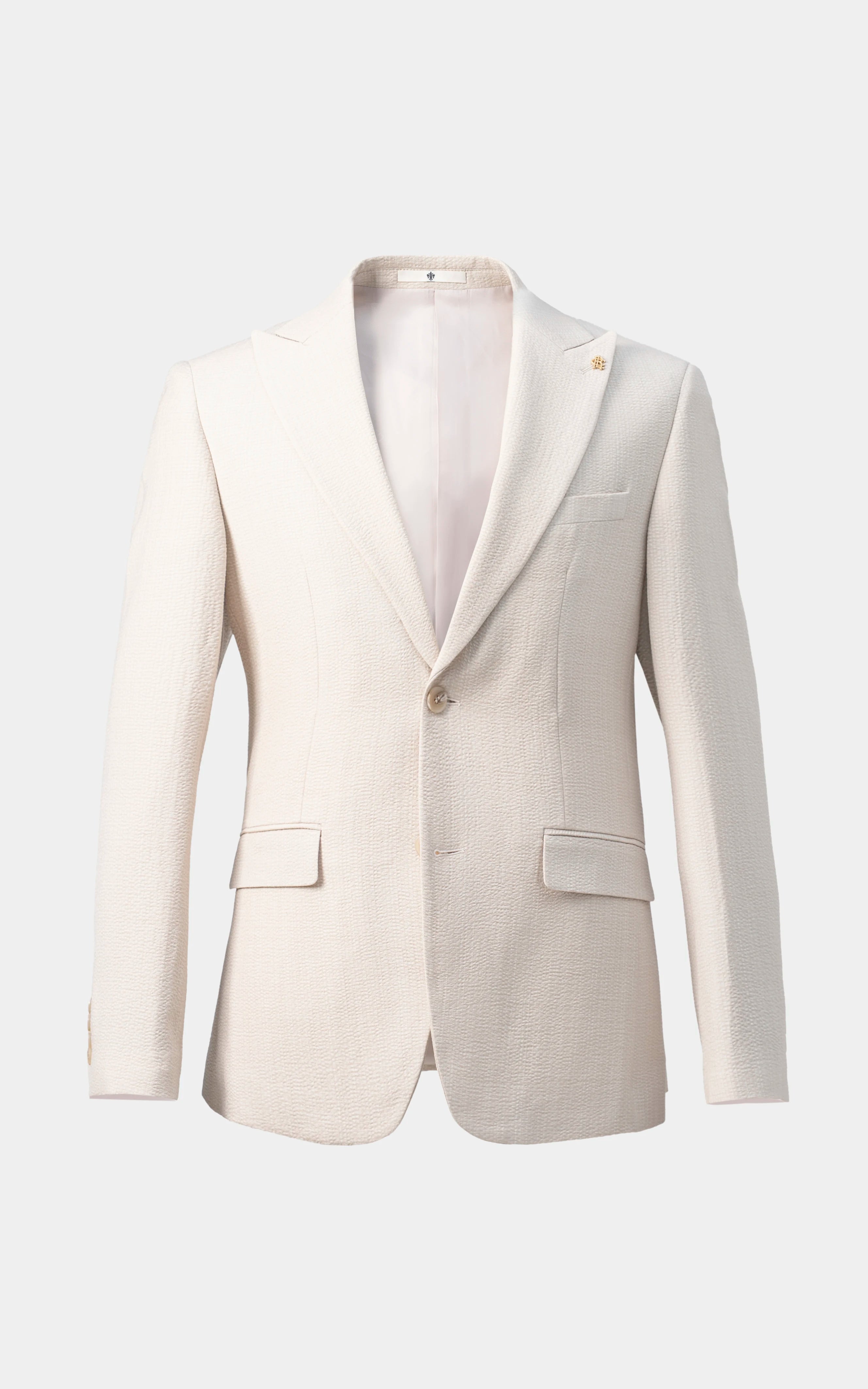 Men’s Seersucker Textured Blazer Beige