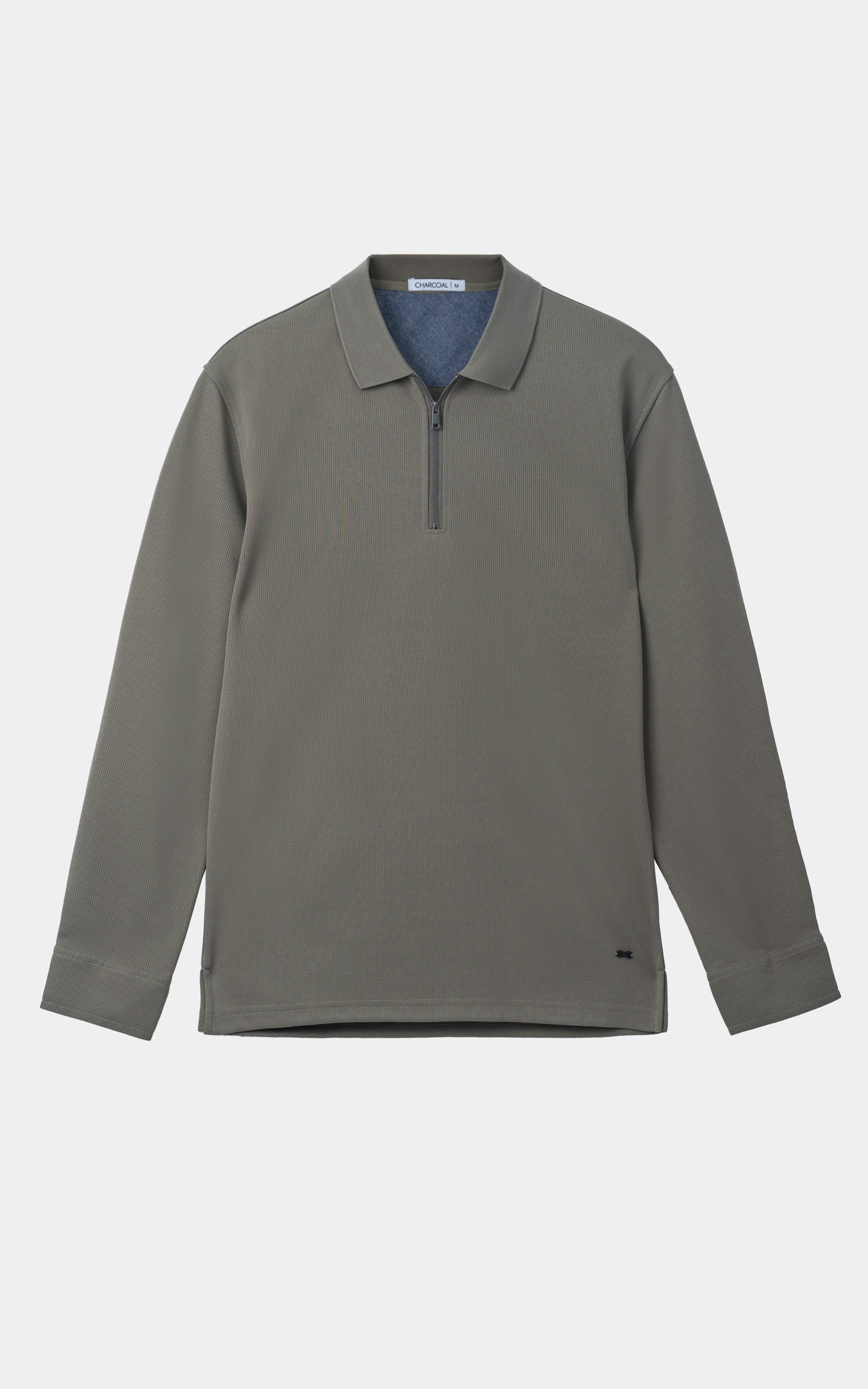 KNITTED TEXTURED POLO SHIRT GREEN