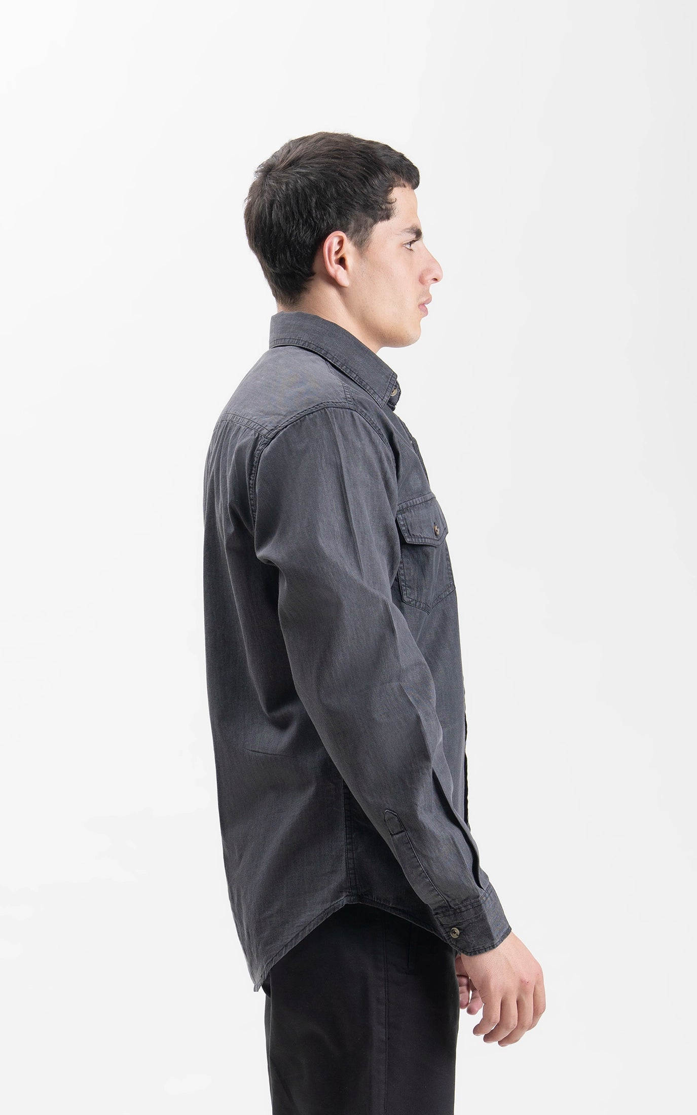 SMART FIT DENIM CASUAL SHIRT  GREY