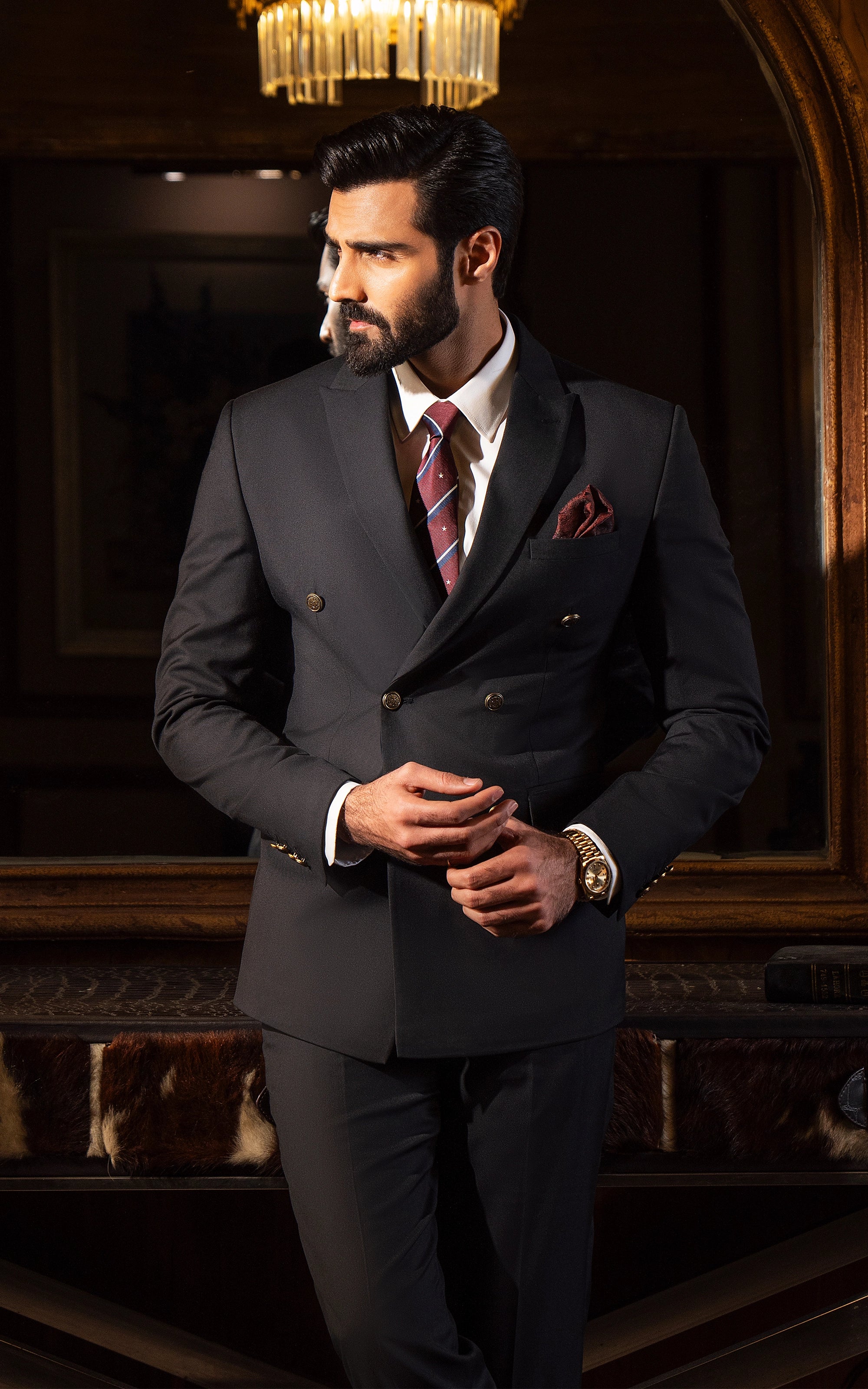 2 PIECE  SUIT DOUBLE BREASTED  BLACK