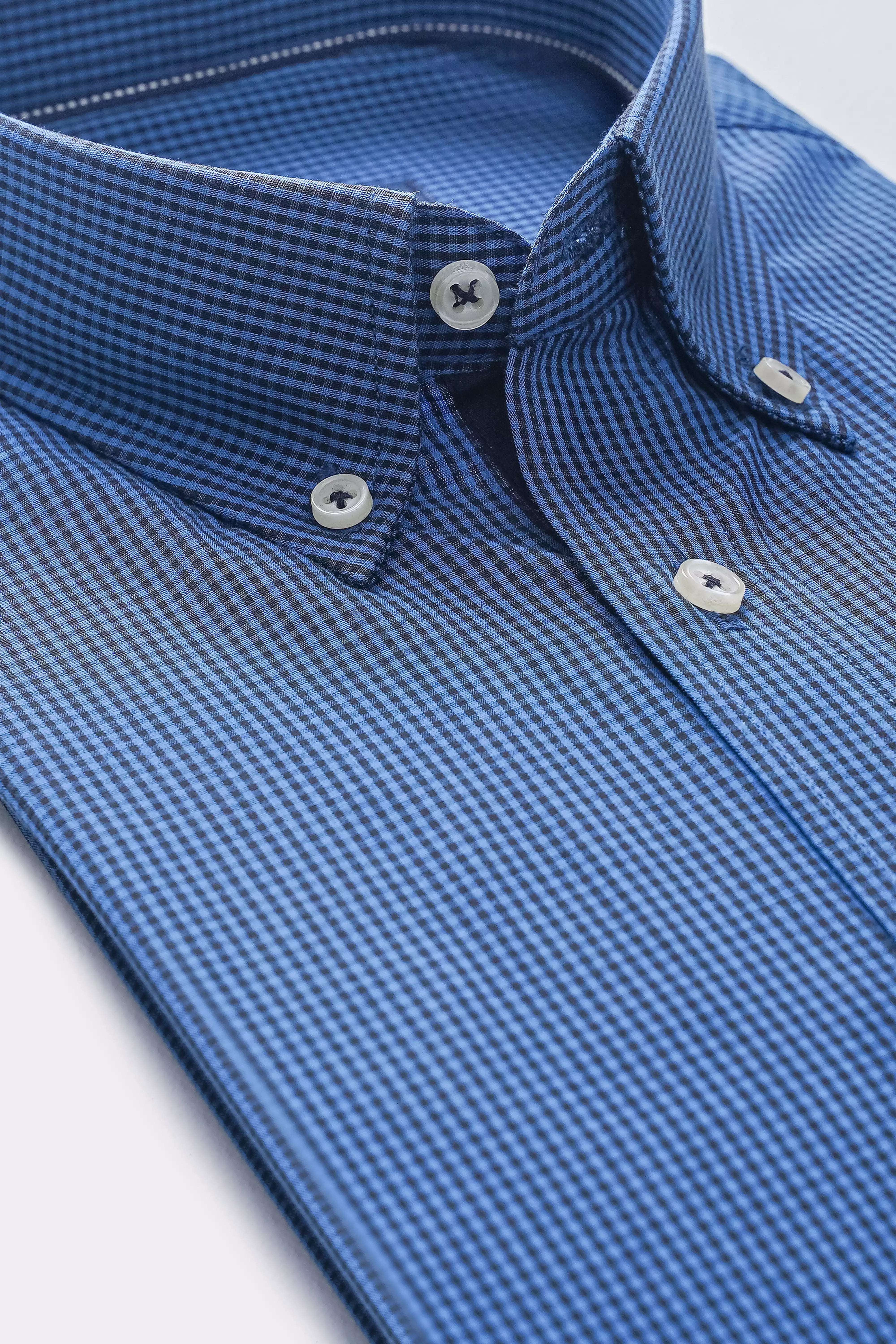 SEMI FORMAL SMART FIT CHECKED SHIRT BLUE BLACK