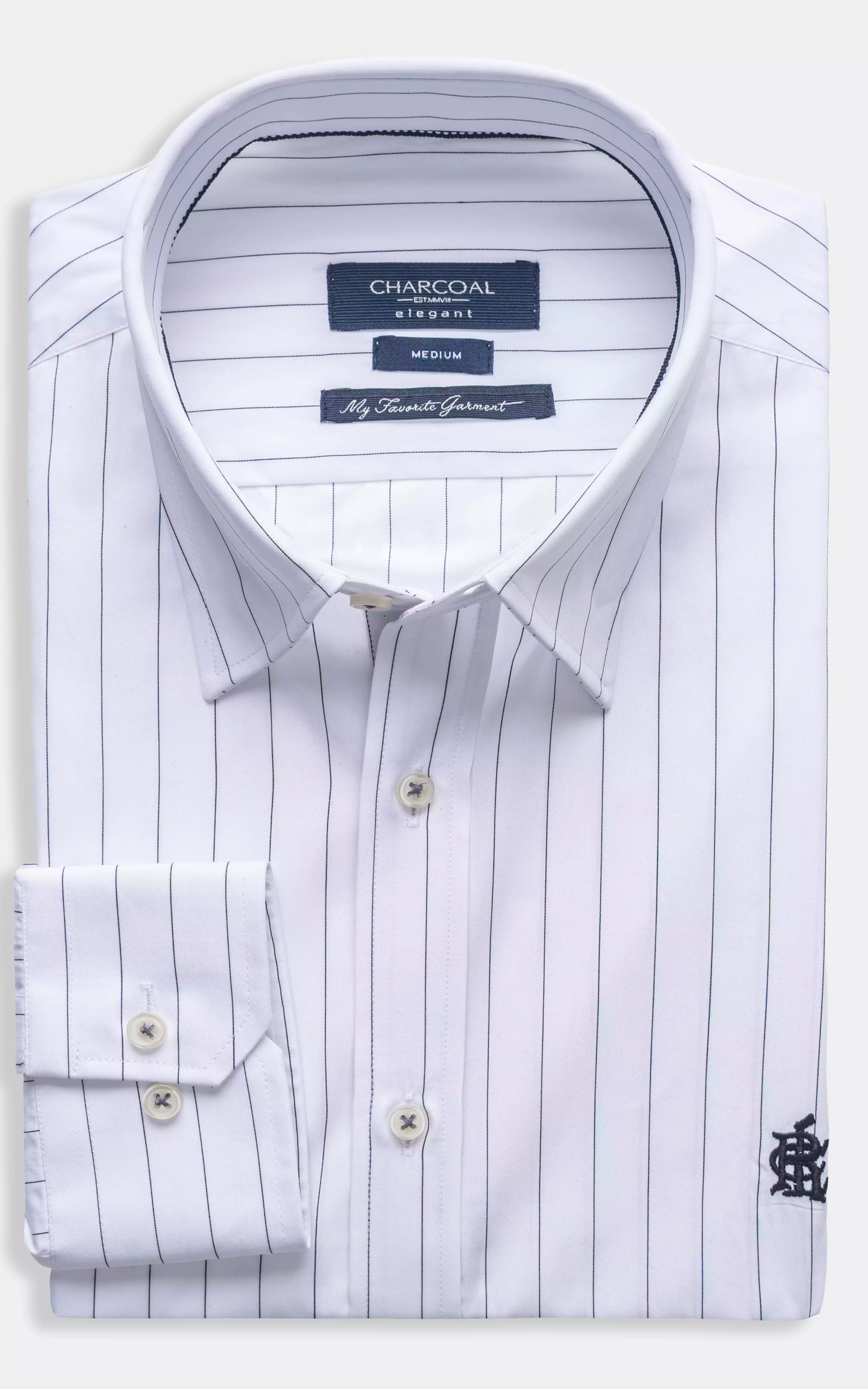 SMART FIT STRIPED SHIRT WHITE PIN STRIPED
