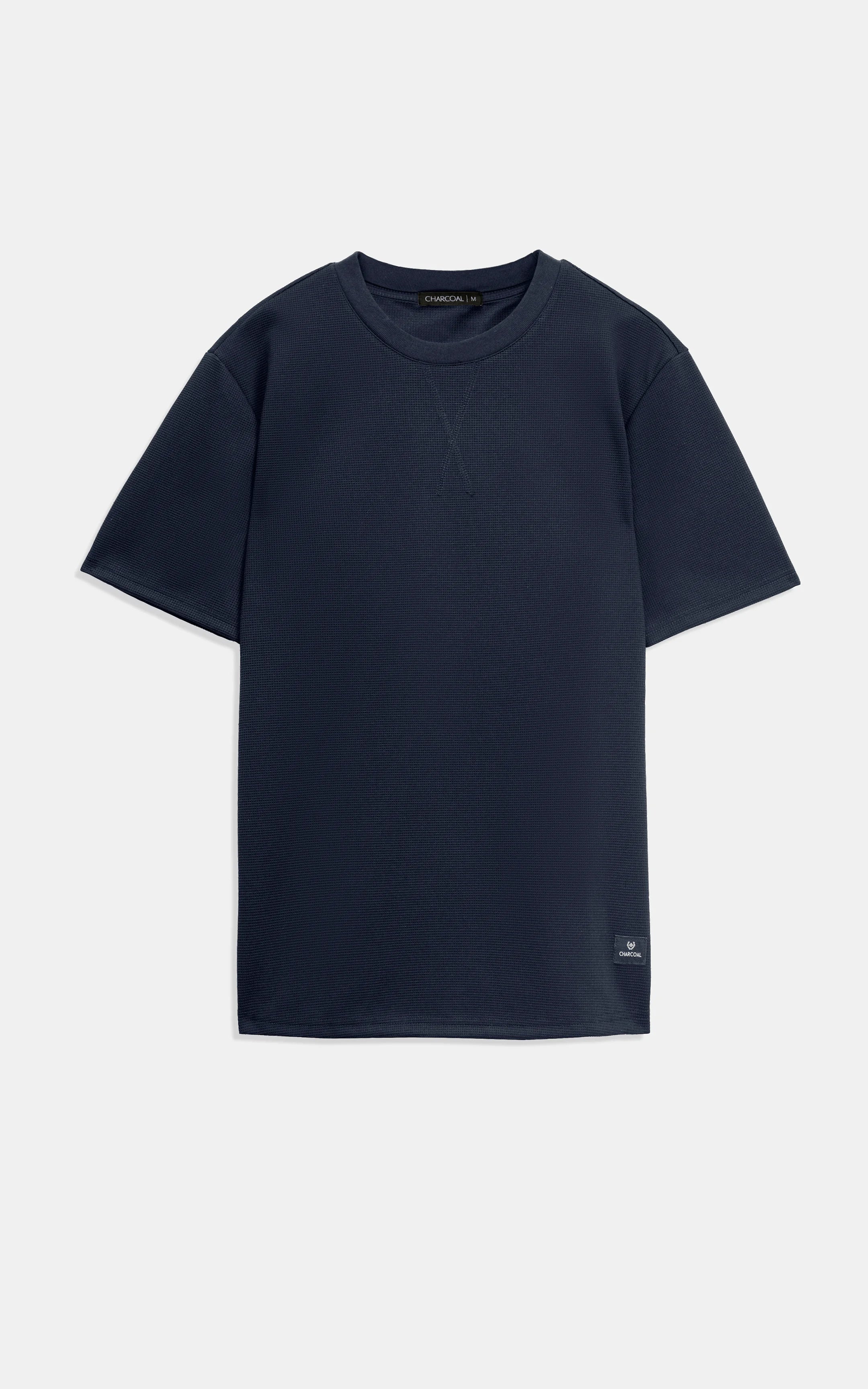Navy oversized crew neck T-shirt, front view