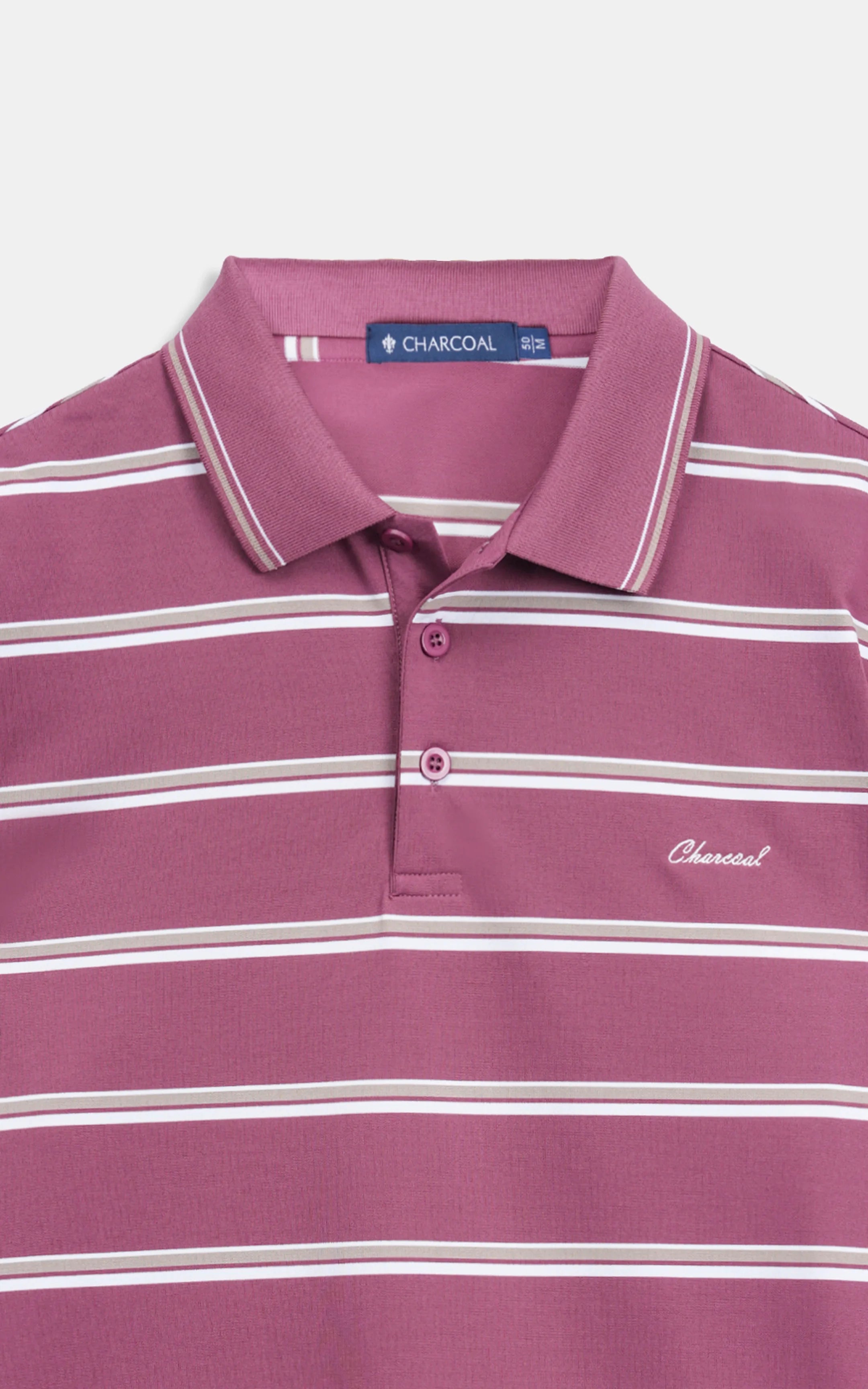 SMART FIT CLASSIC PREMIUM  STRIPED POLO SHIRT BURGUNDY