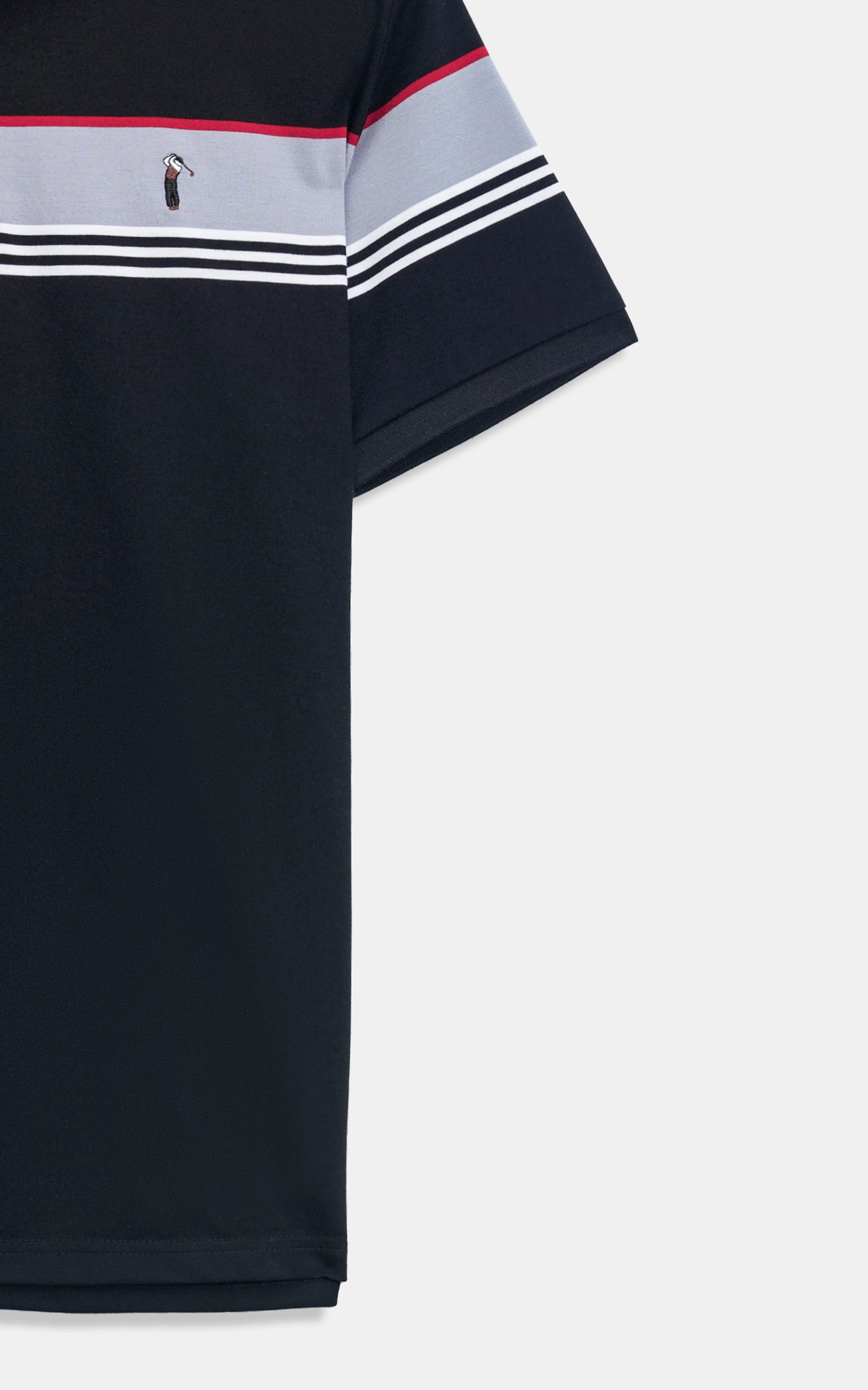 SMART FIT CLASSIC PREMIUM ENGINEER STRIPED POLO SHIRT BLACK