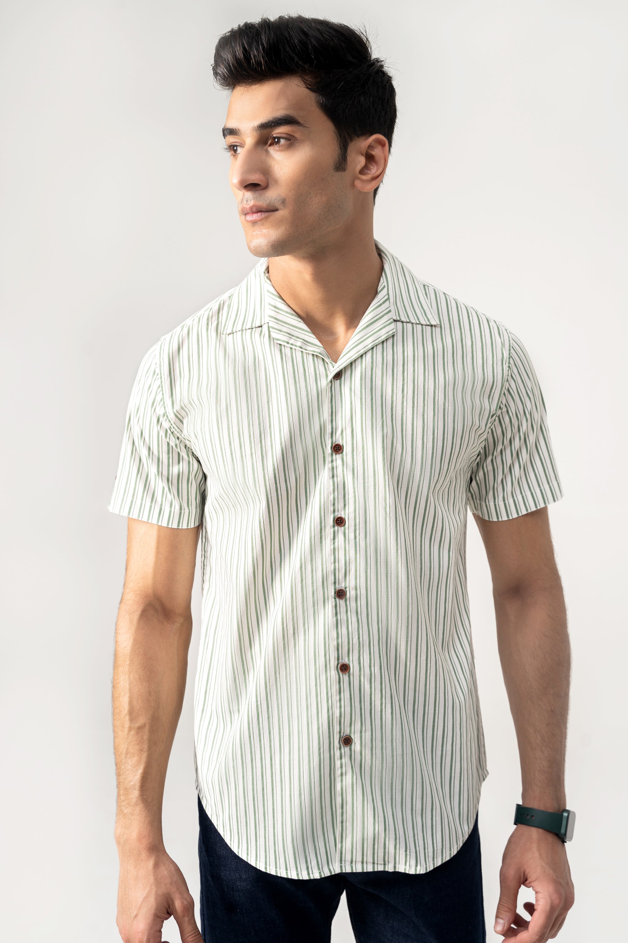 CASUAL SHIRT GREEN STRIPES