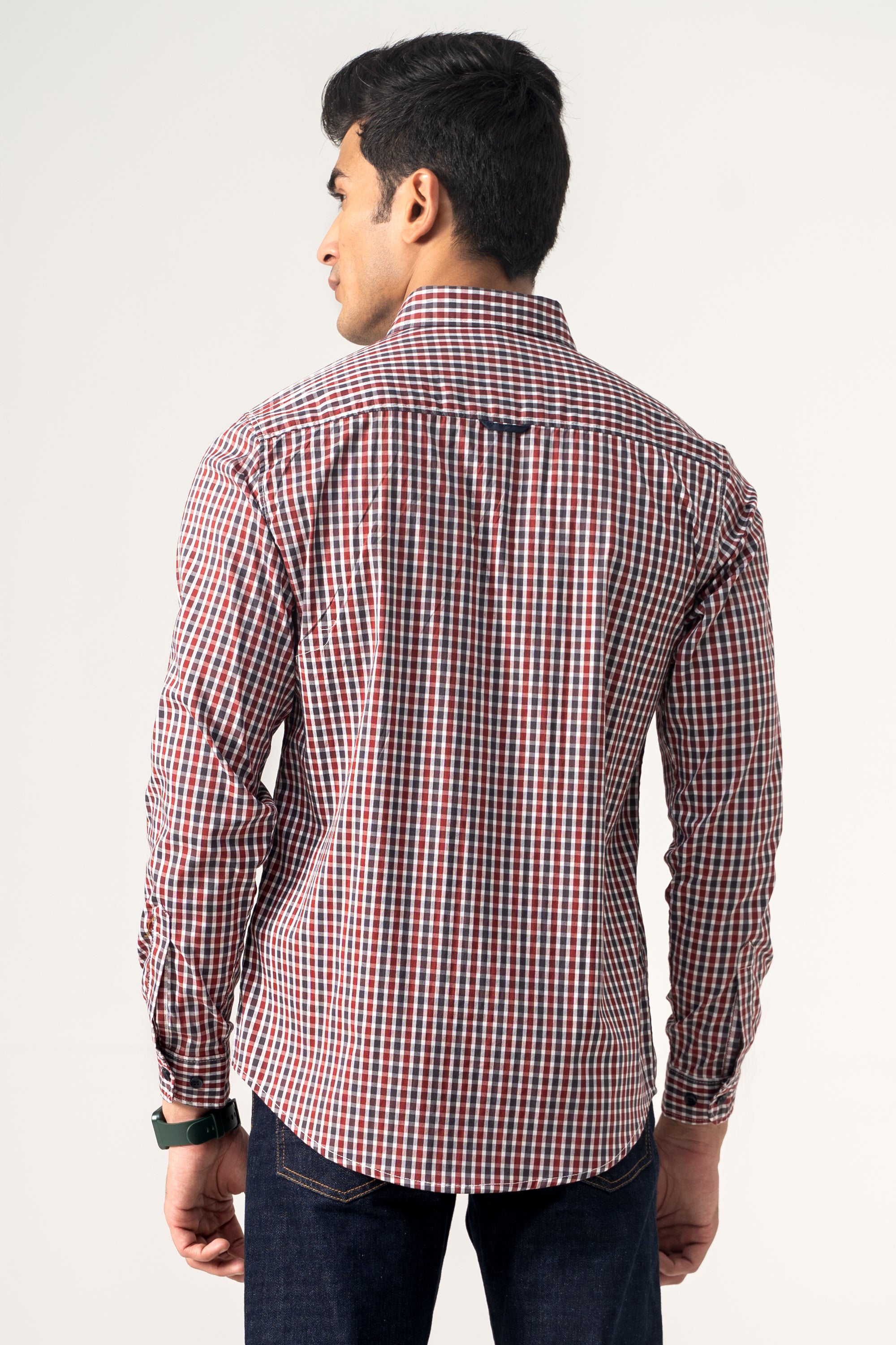 CASUAL SHIRT GREY MAROON CHECK