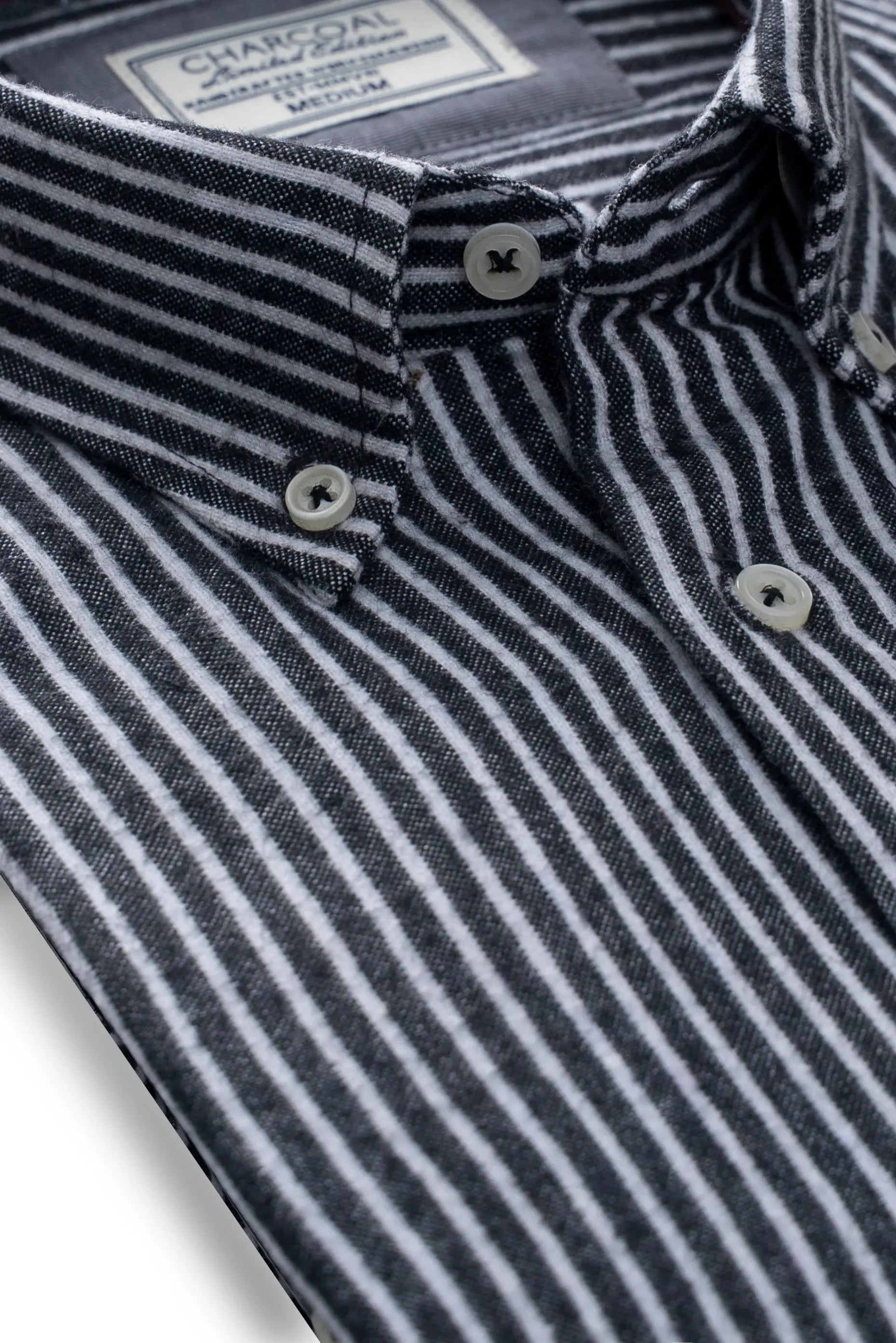 SMART FIT STRIPED WOOLEN SHIRT GREY WHITE STRIPE