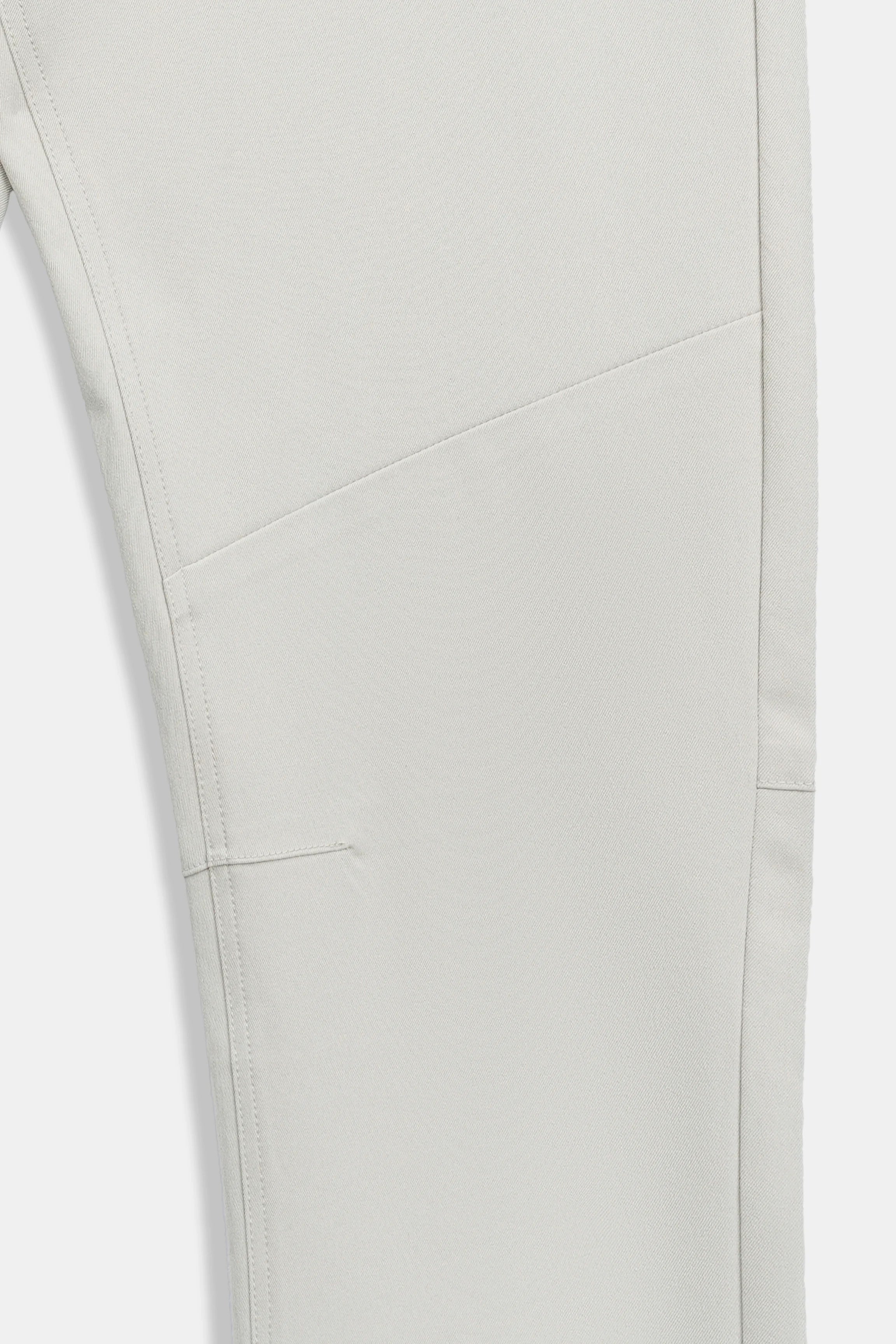 Light beige straight-fit pants with front seam stitching detail