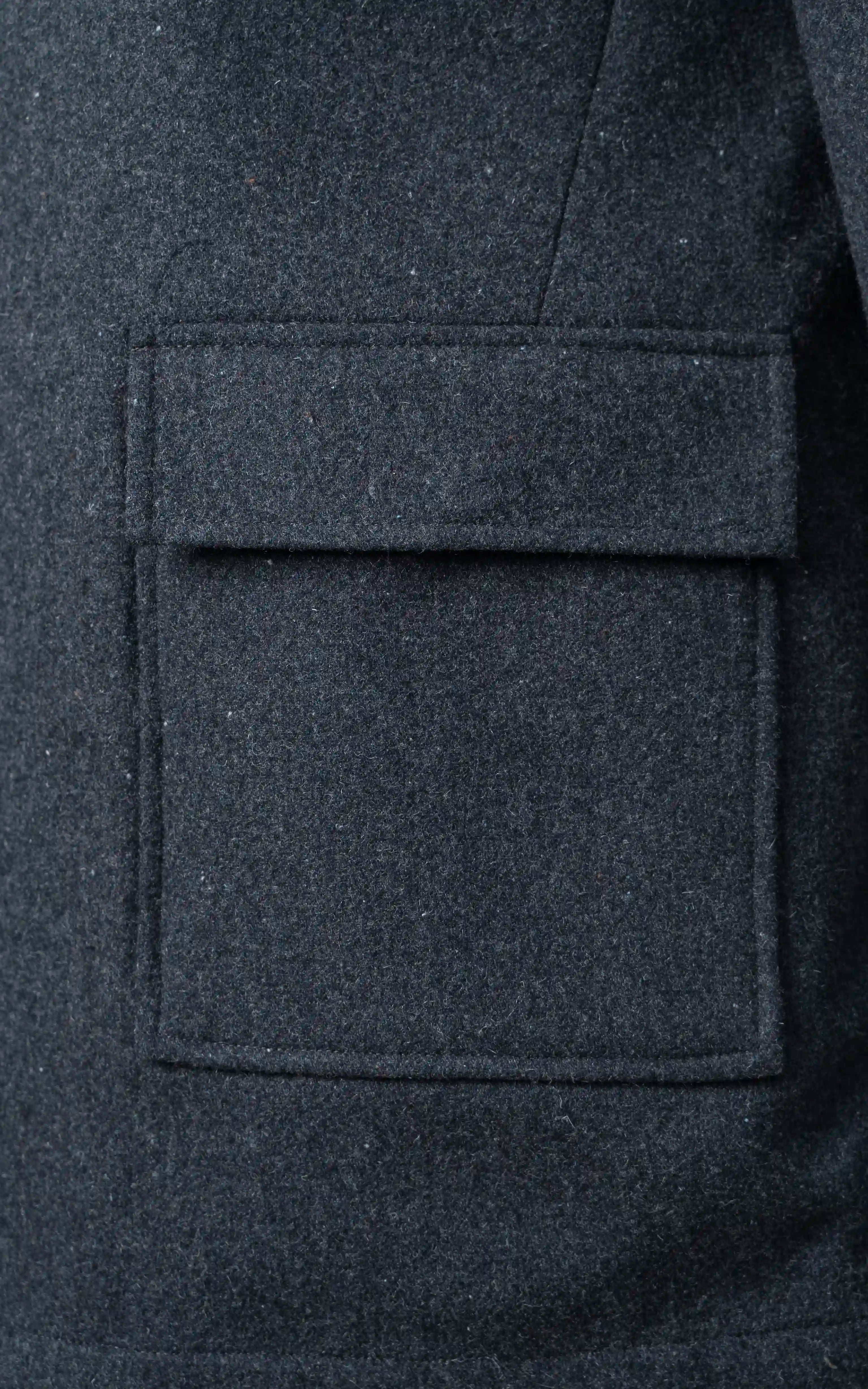 Men’s Stand-Collar Long Coat Charcoal