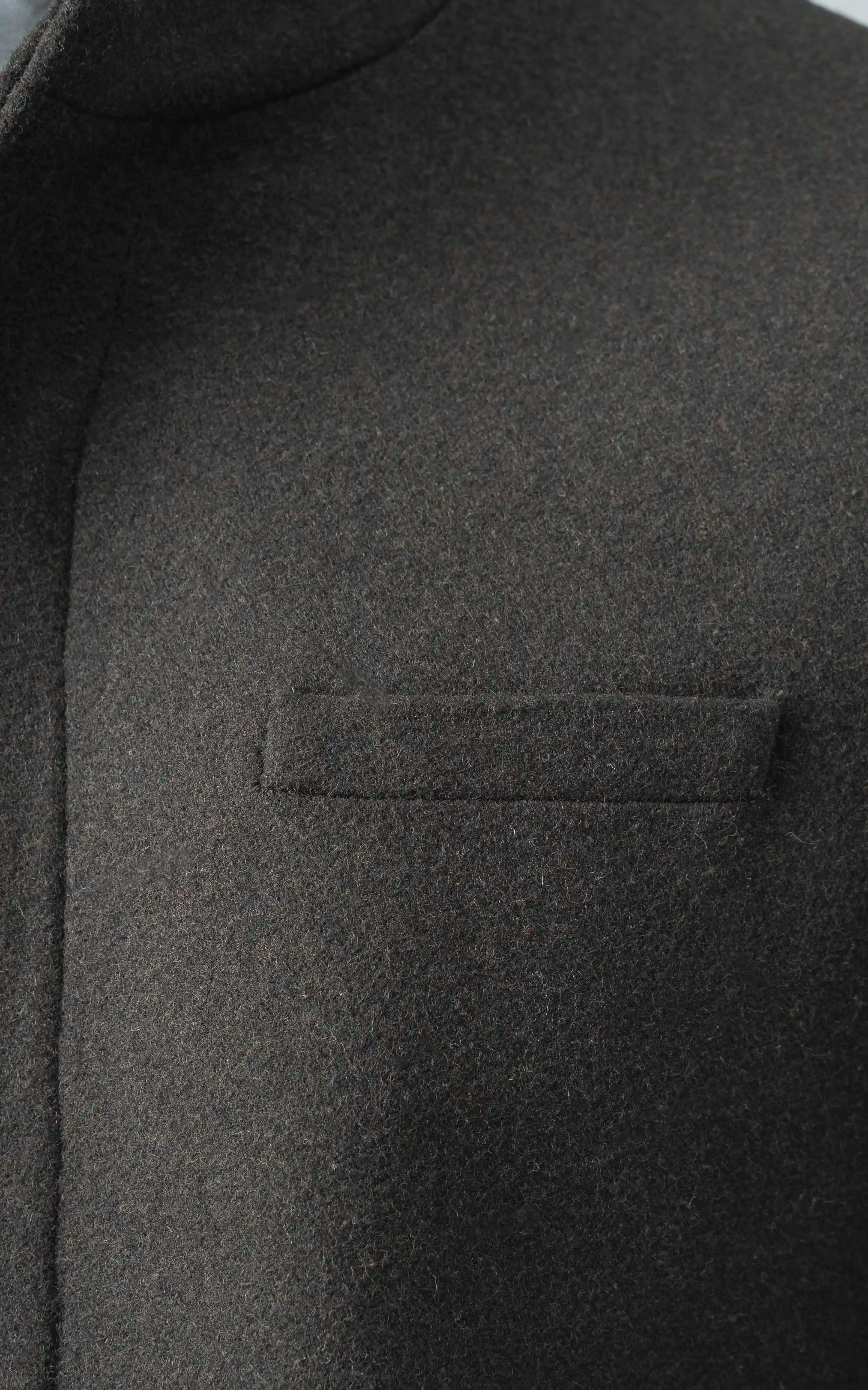 Men’s Stand-Collar Long Coat Olive