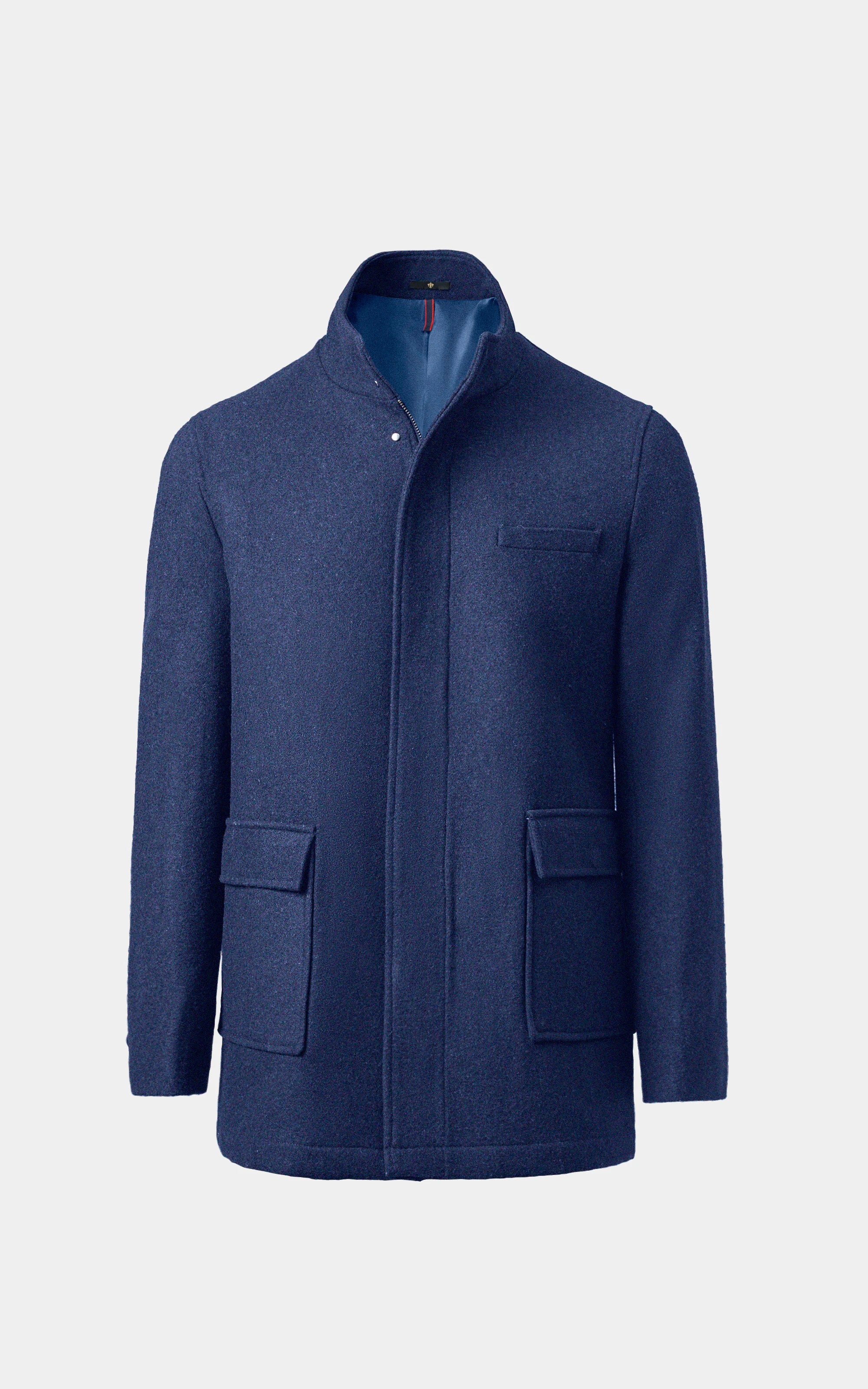Men’s Stand-Collar Long Coat Blue