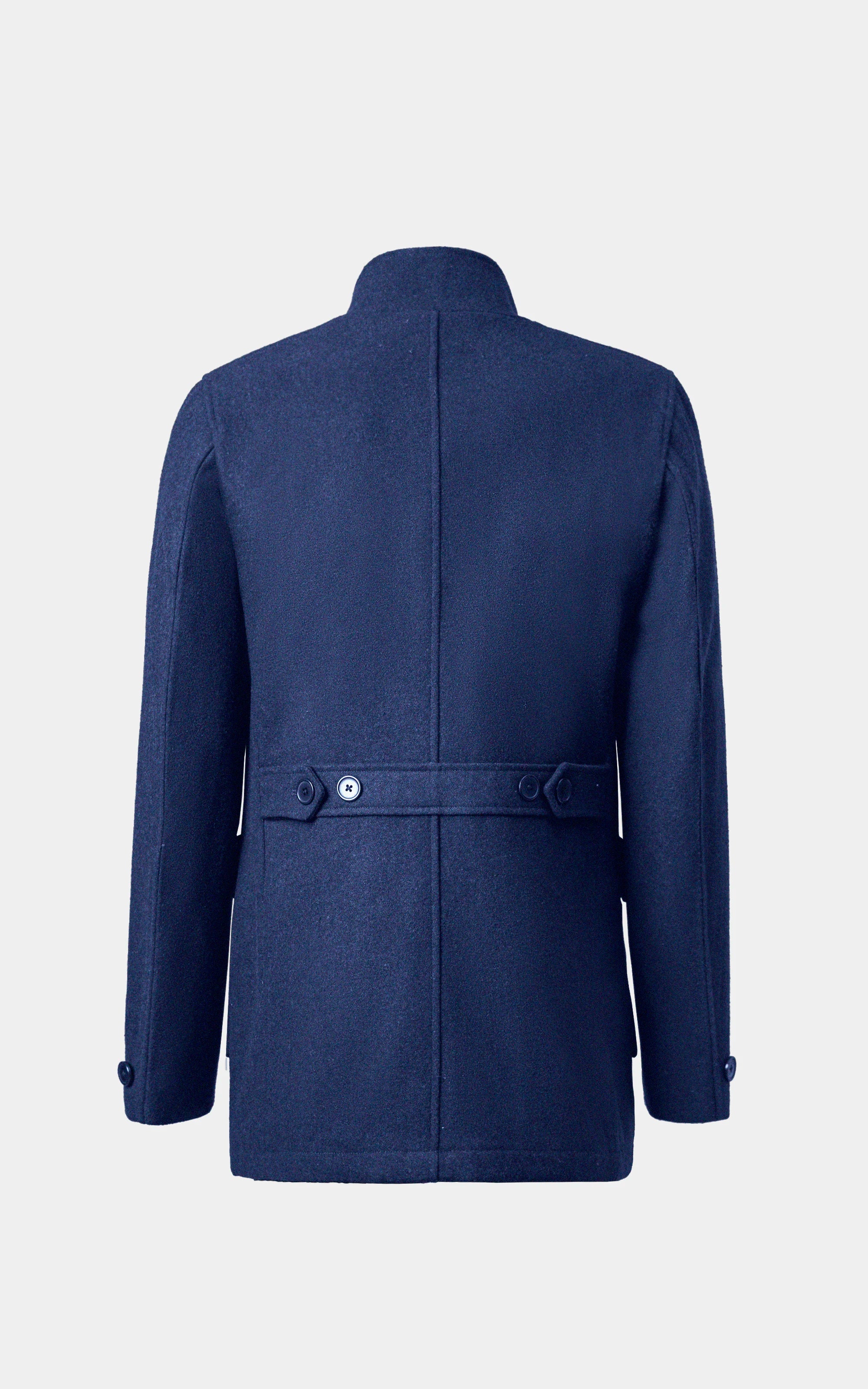 Men’s Stand-Collar Long Coat Blue