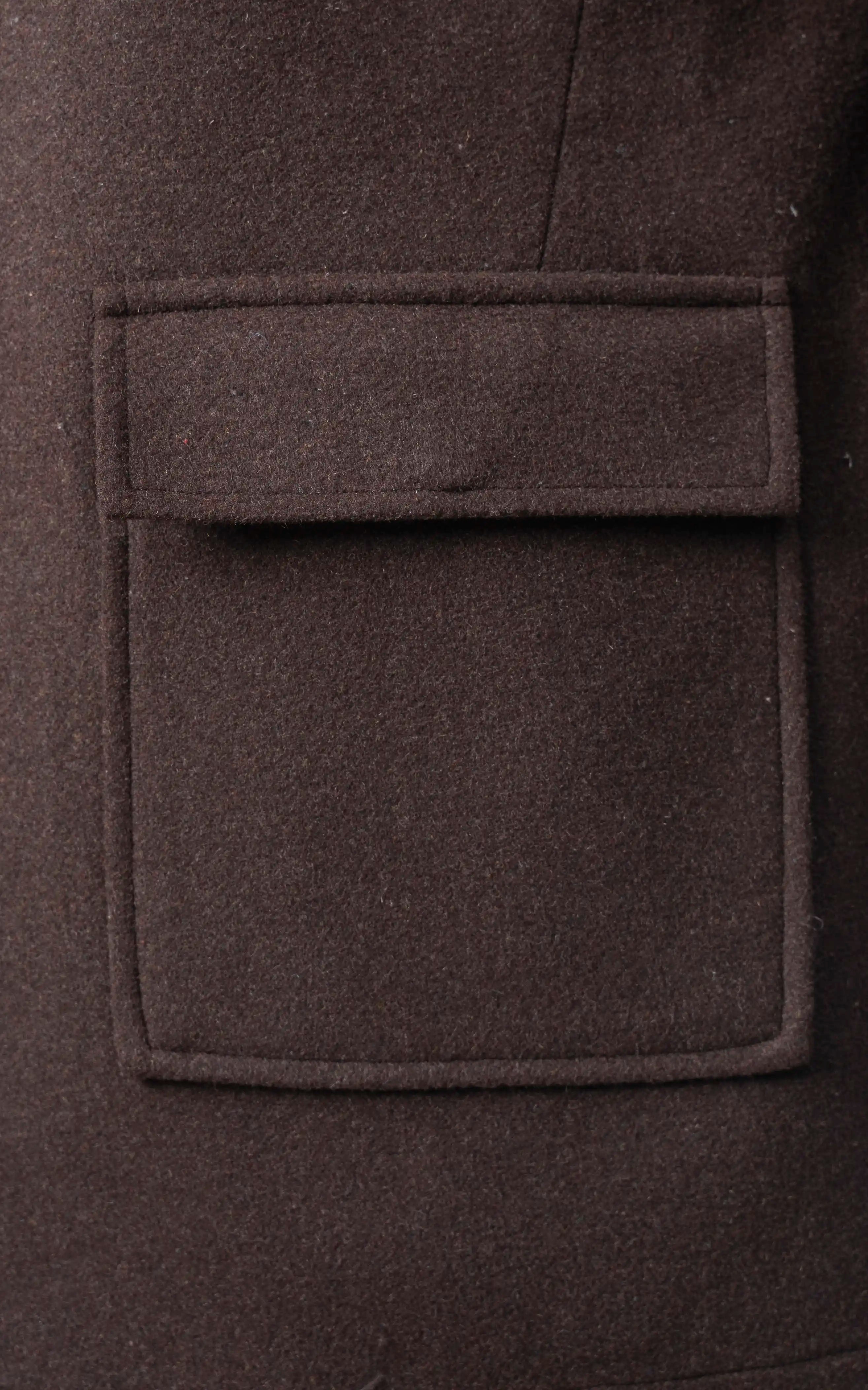 Men’s Stand-Collar Long Coat Dark Brown