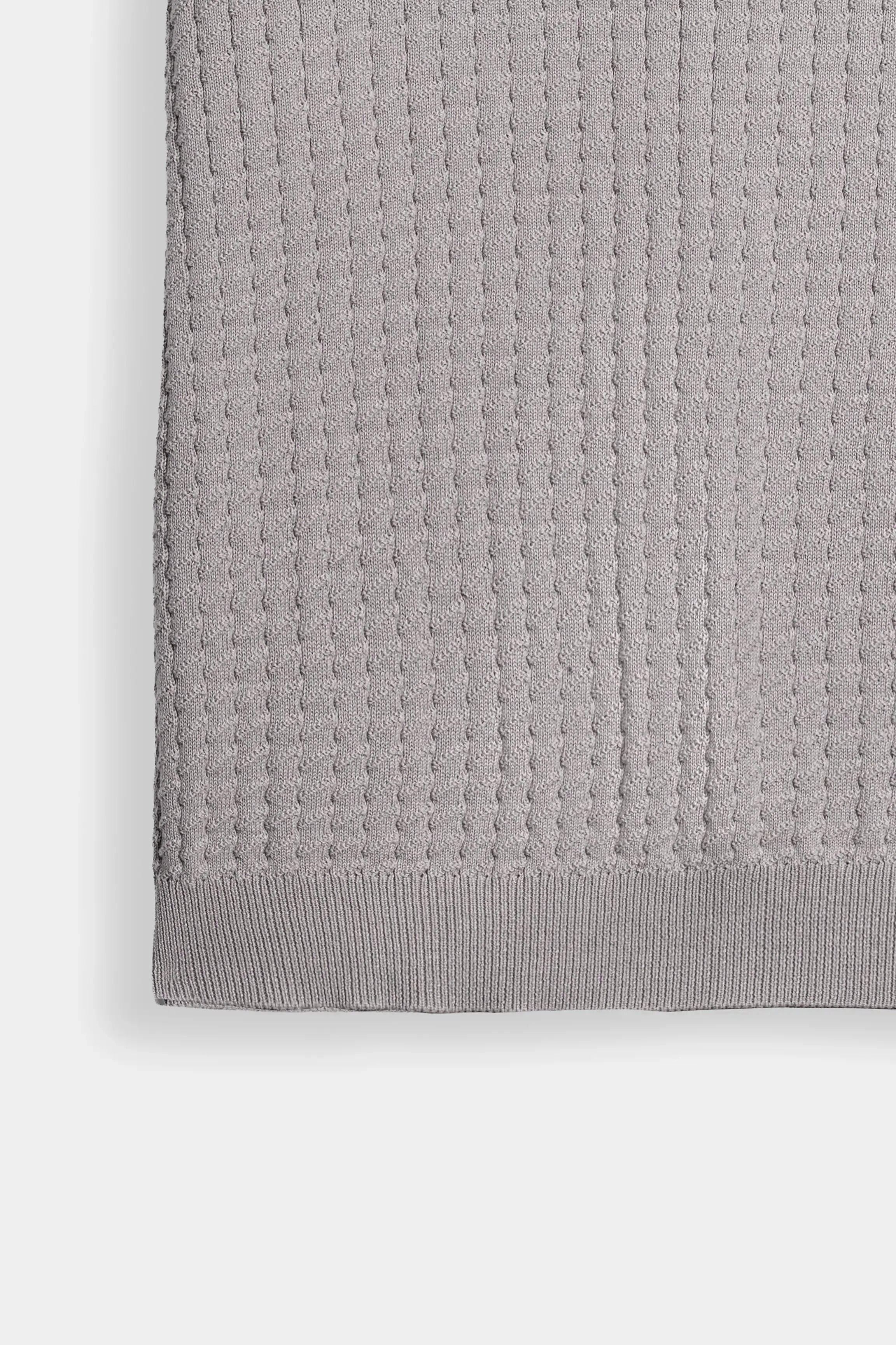 SWEATER KNIT SELF TEXTURED POLO KHAKI