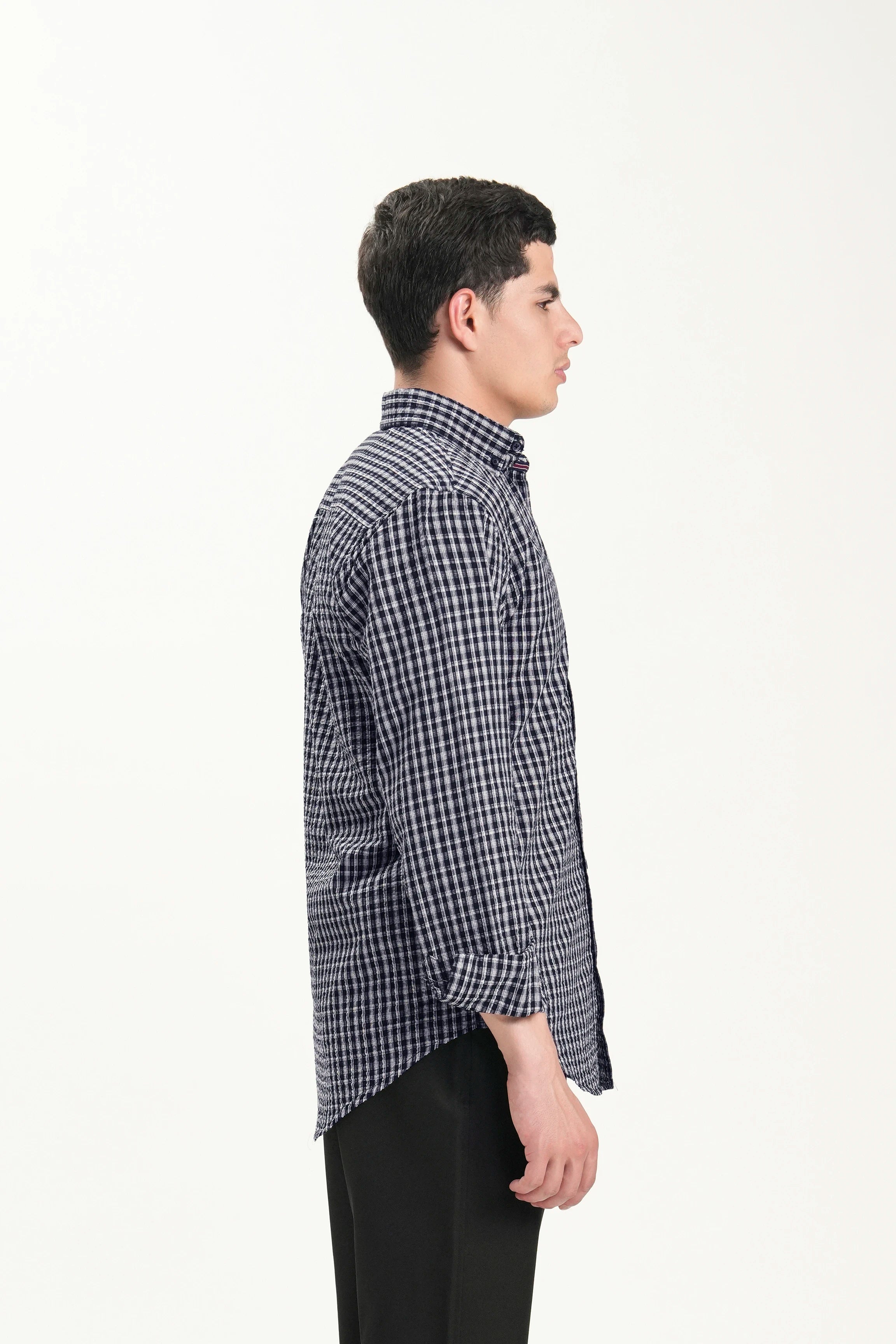 SMART FIT CASUAL SHIRT NAVY CHECK
