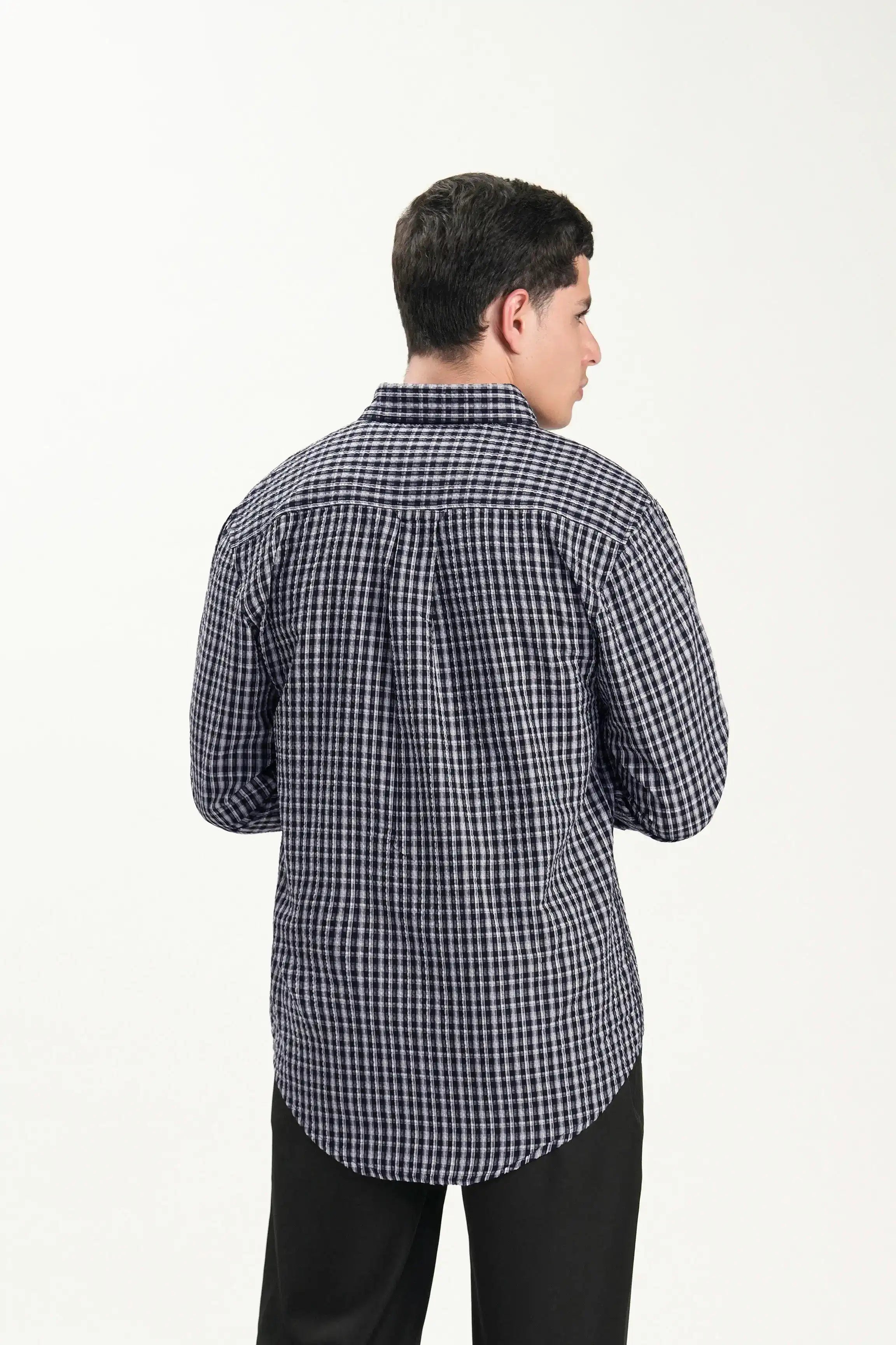 SMART FIT CASUAL SHIRT NAVY CHECK