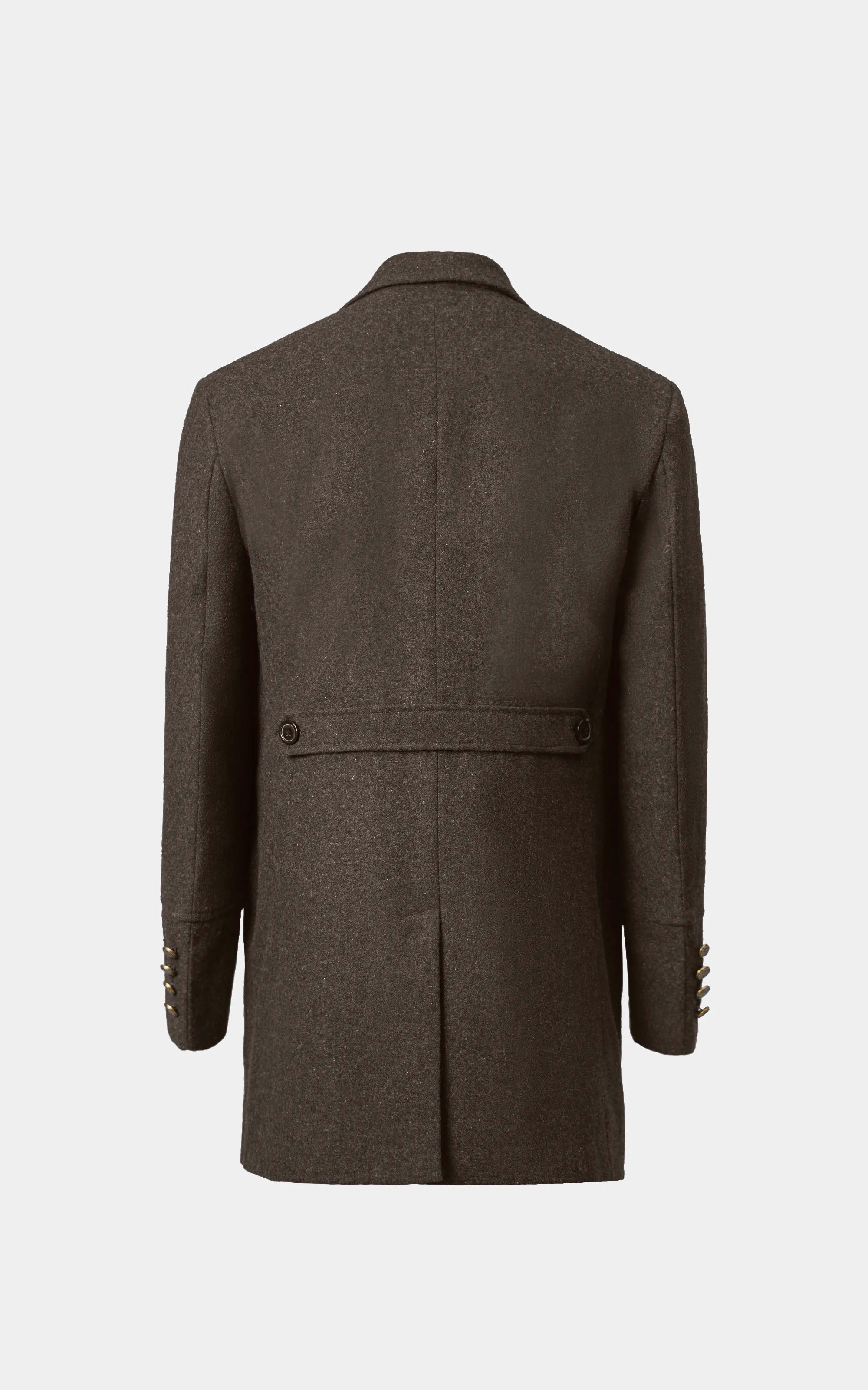 Double-Breasted Long Coat  Dark brown