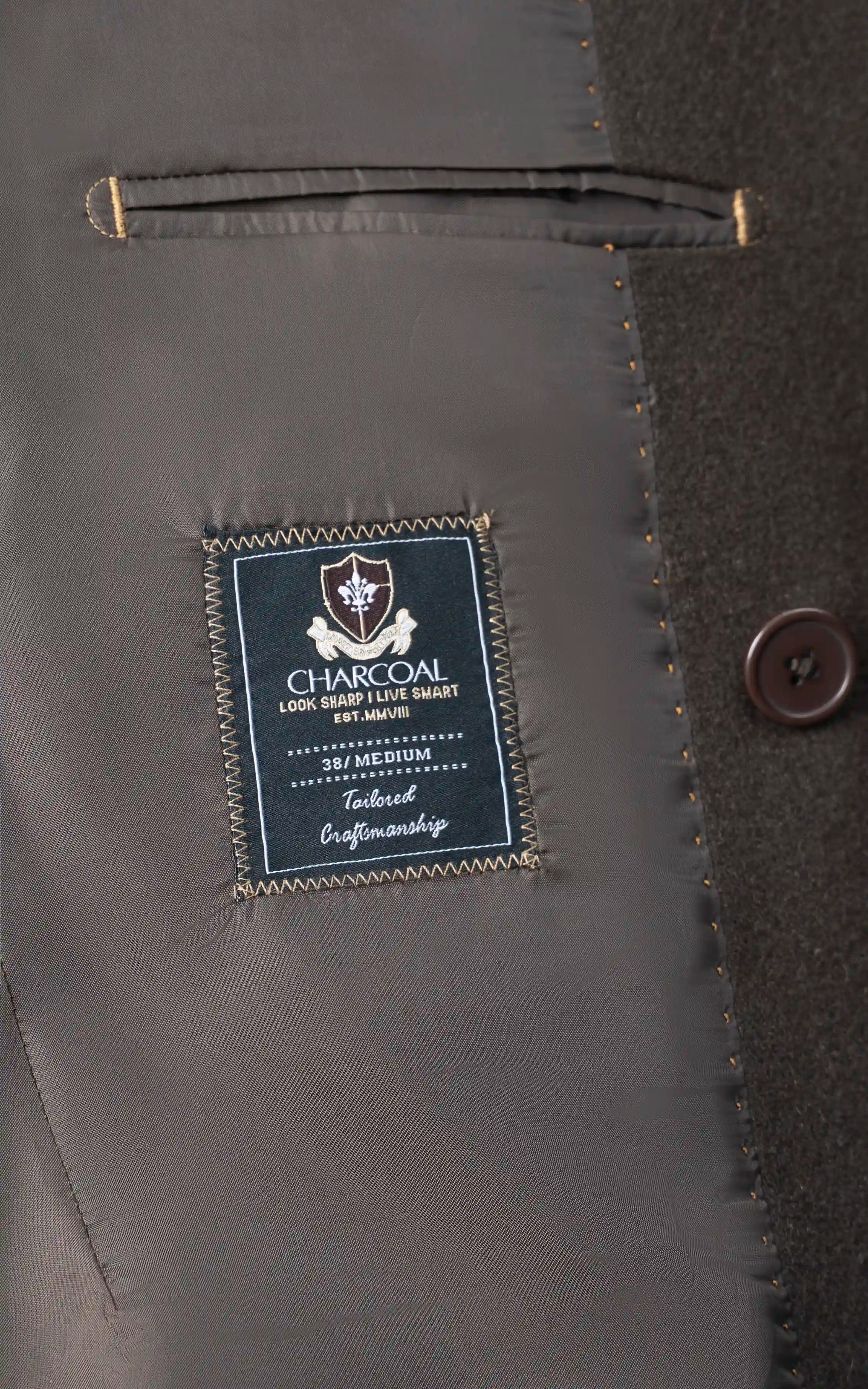 Double-Breasted Long Coat  Dark brown