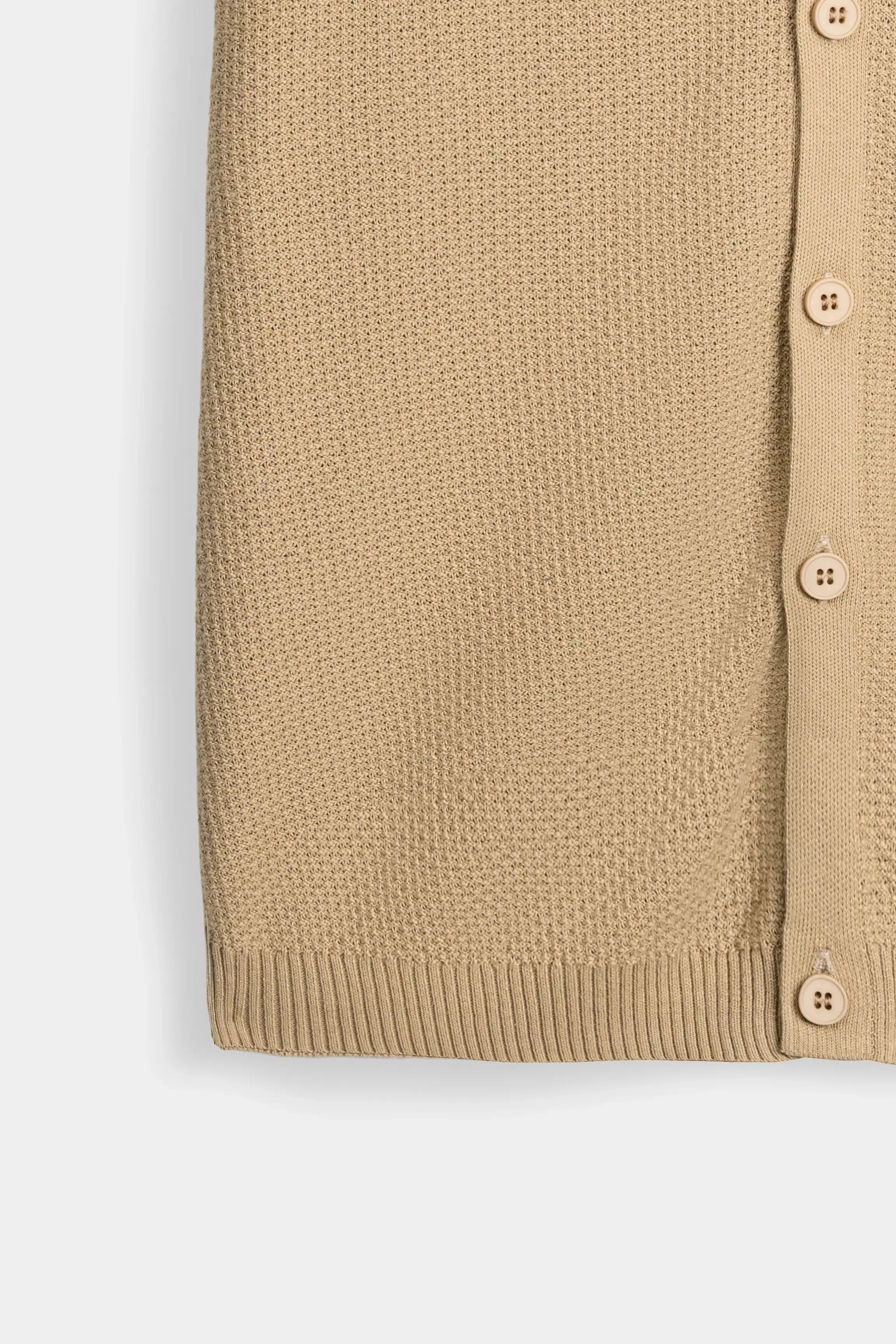 HALF SLEEVE CABLE KNIT CASUAL SHIRT DARK KHAKI
